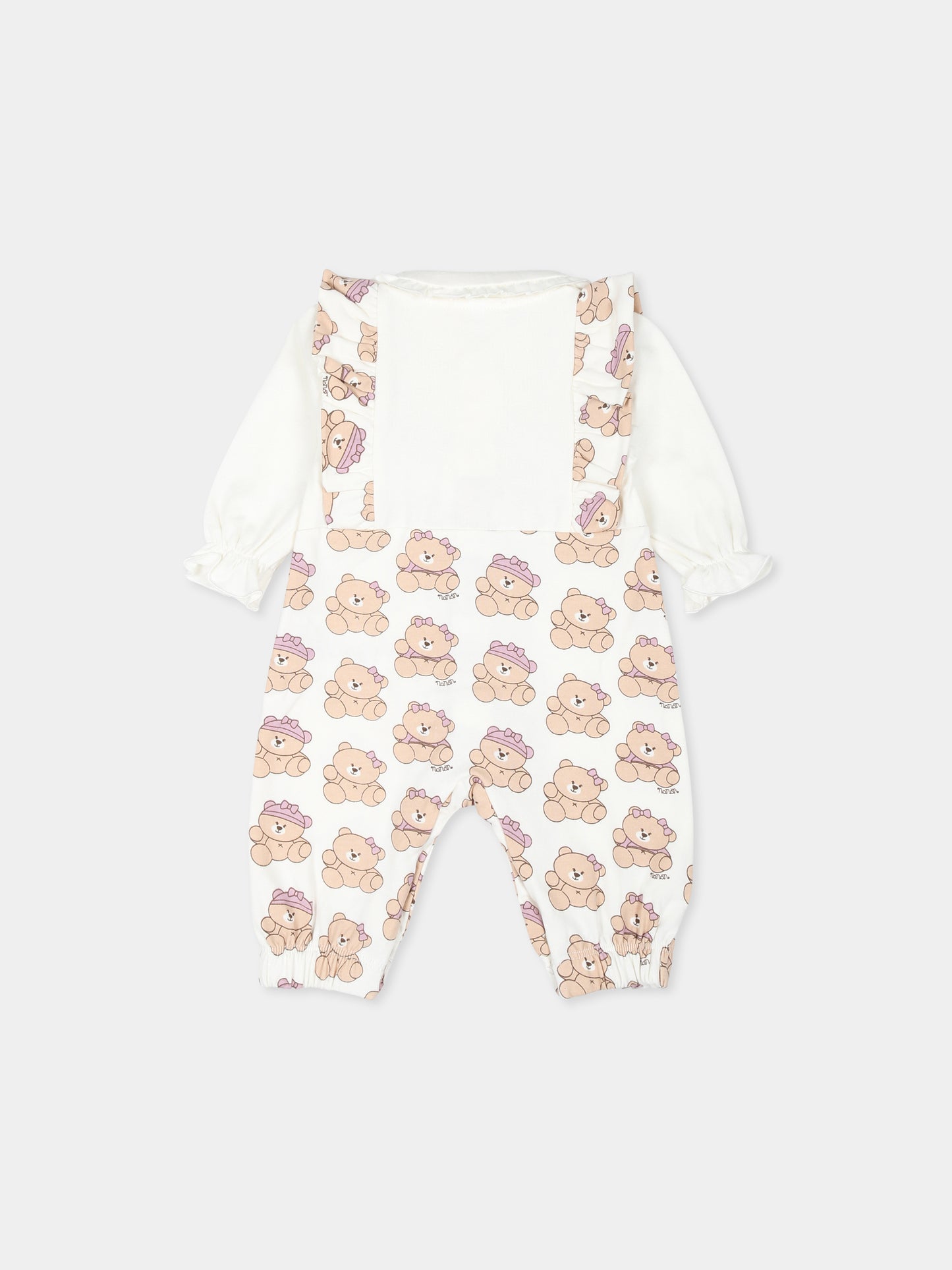 Tutina avorio per neonata con stampa orso,Nanan,I24482B