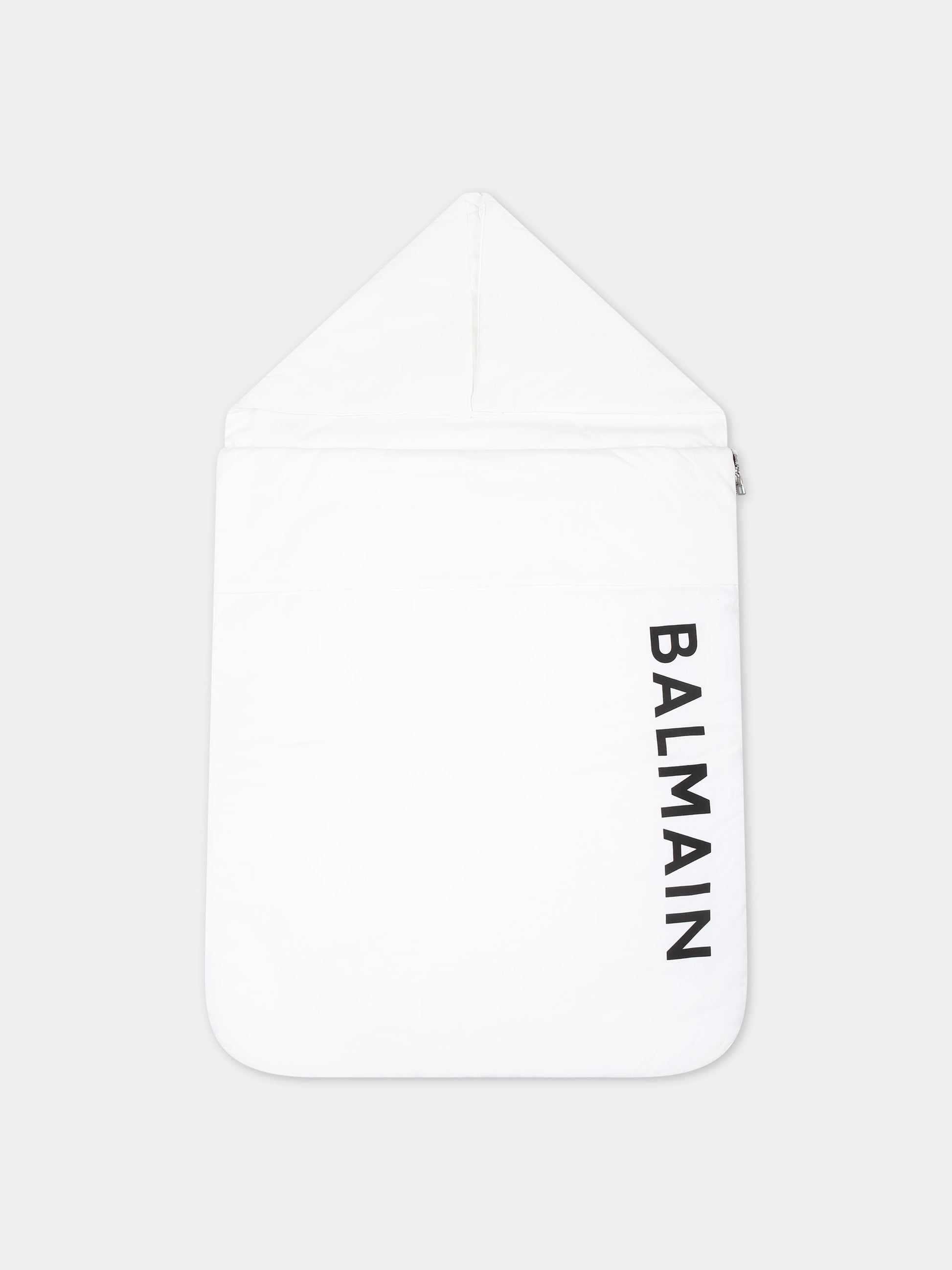 Sacco nanna bianco per neonati con logo,Balmain Kids,6Q0B40 J0006 100NE