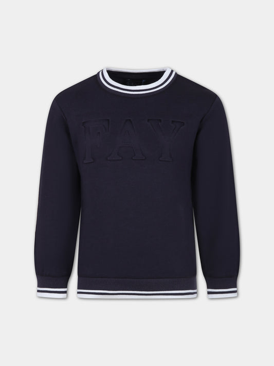 Felpa blu per bambino con logo,Fay Kids,5Q4200 Z0128 621