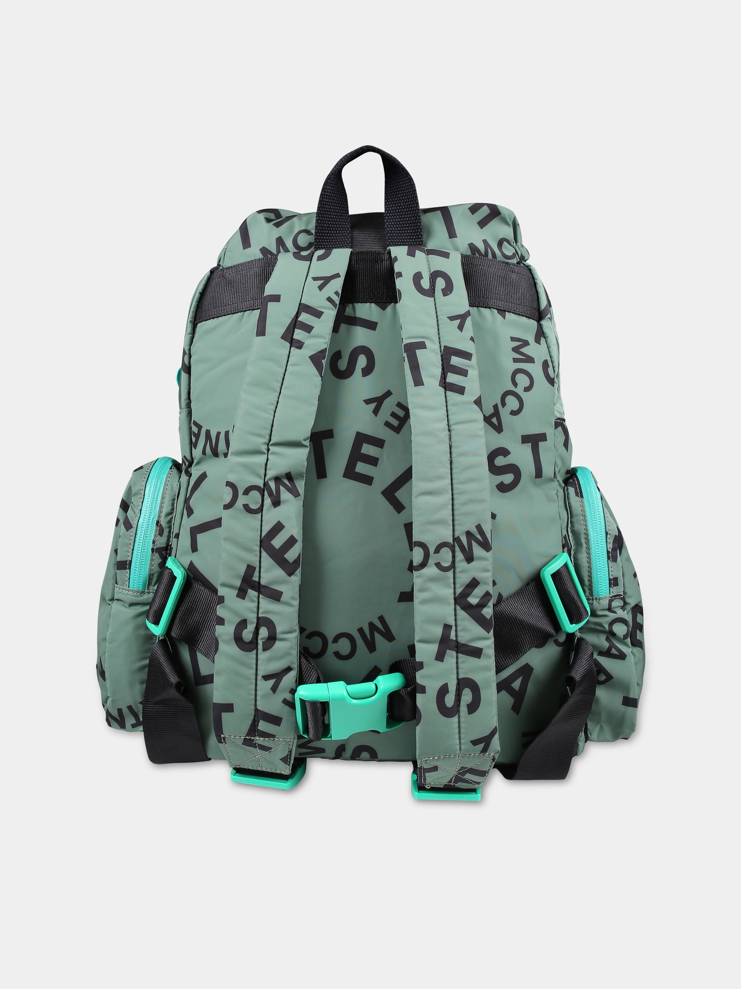 Zaino verde per bambino con logo,Stella Mccartney Kids,TT0Q28 Z1274 722NE