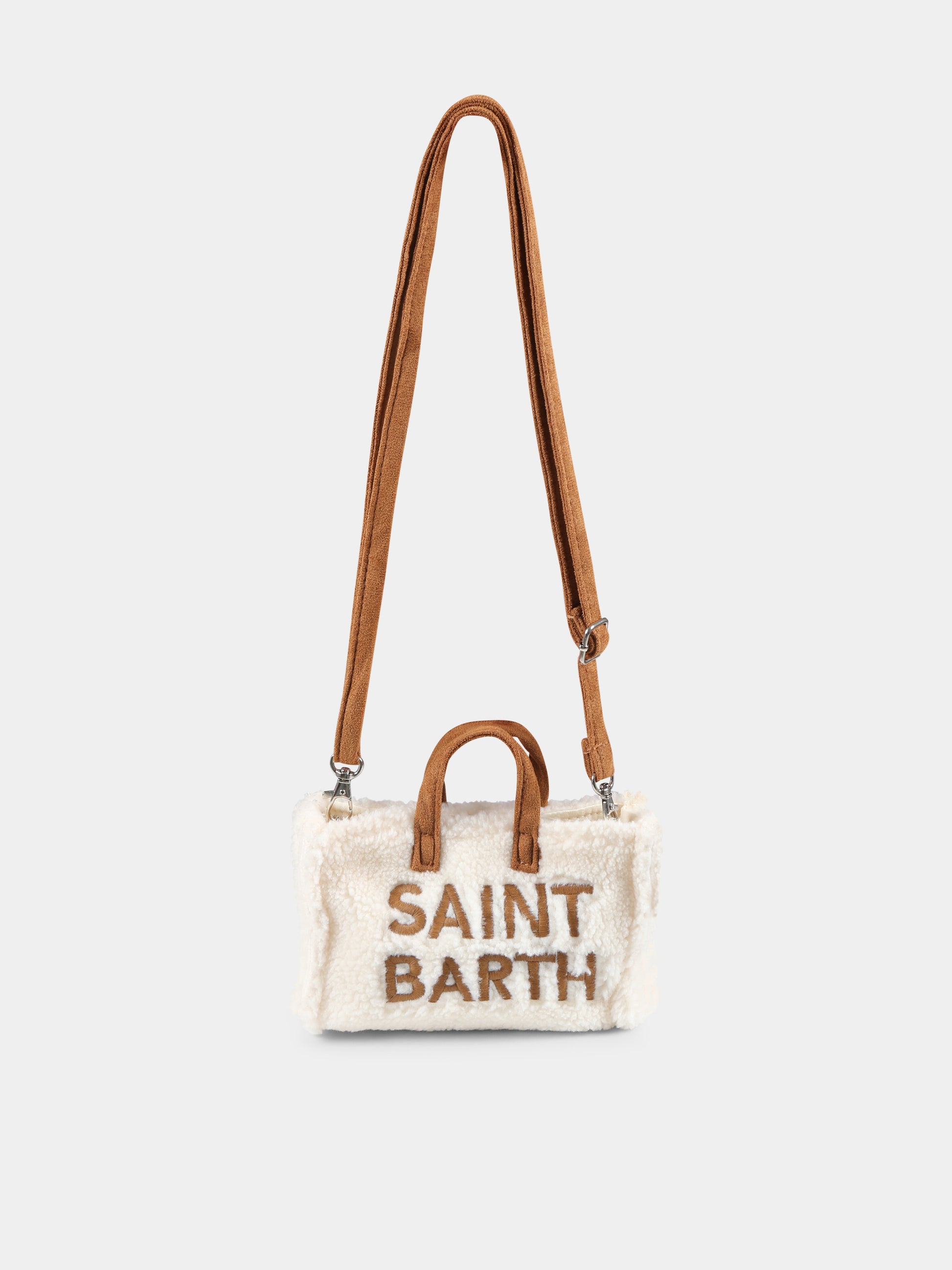 Borsa porta cellulare avorio per bambina con logo,Mc2 Saint Barth,PHONE001 - 00400G