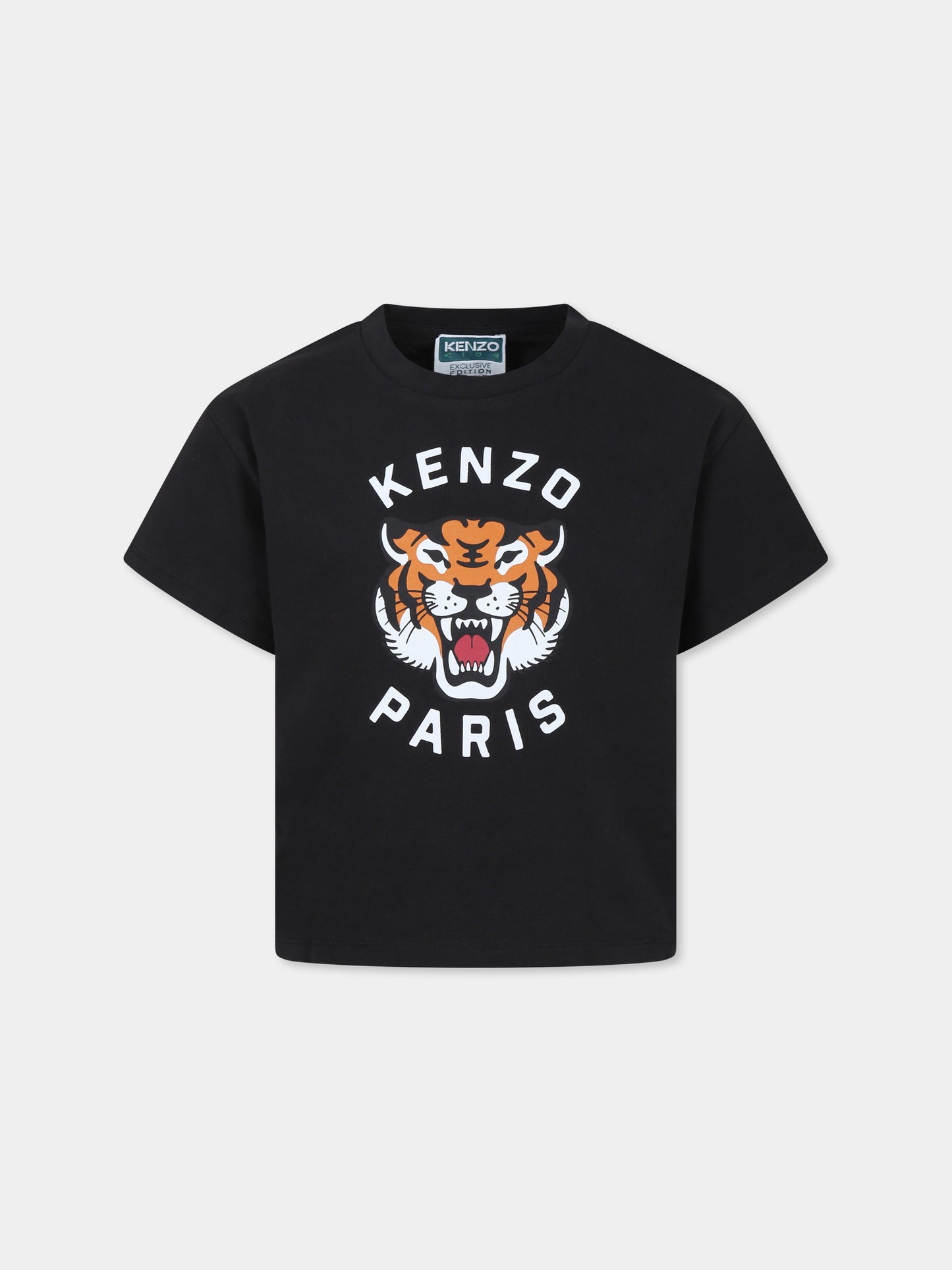 T-shirt grigia per bambino con tigre,Kenzo Kids,K60578 095