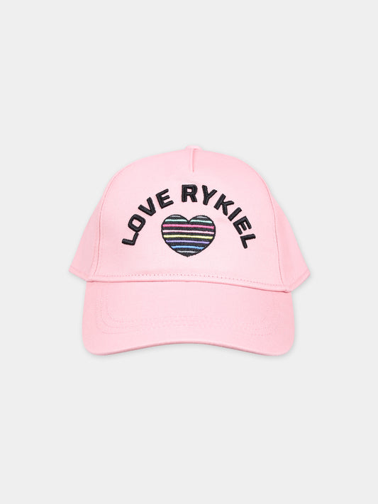 Cappello rosa per bambina con logo e cuore,Sonia Rykiel Paris,A11000 45T