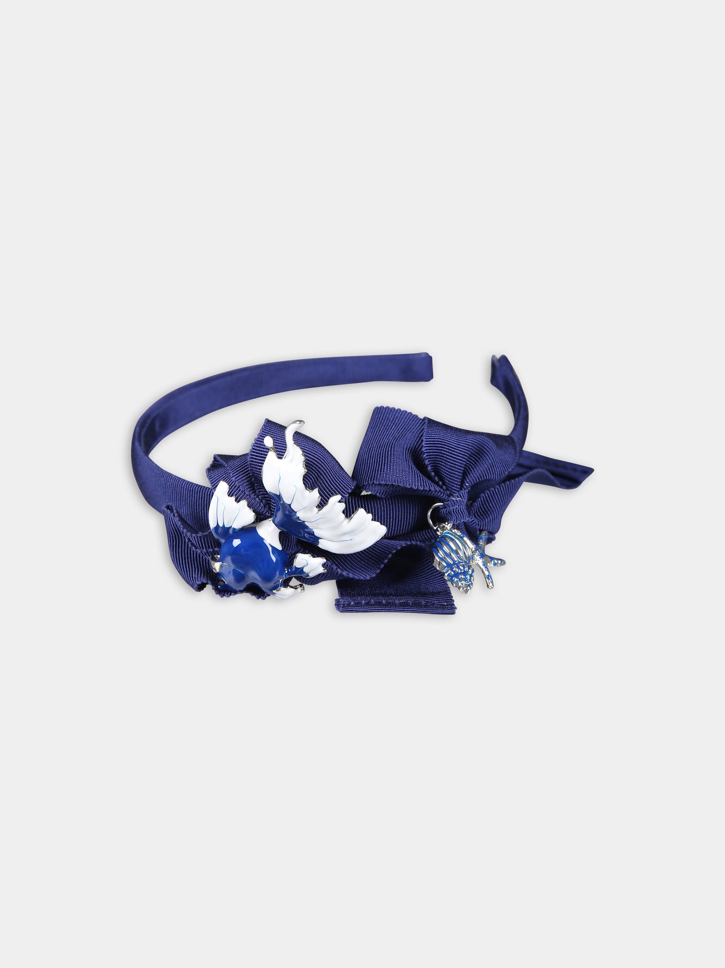 Cerchietto blu per bambina con fiocchi,Monnalisa,19C012 3777 0054