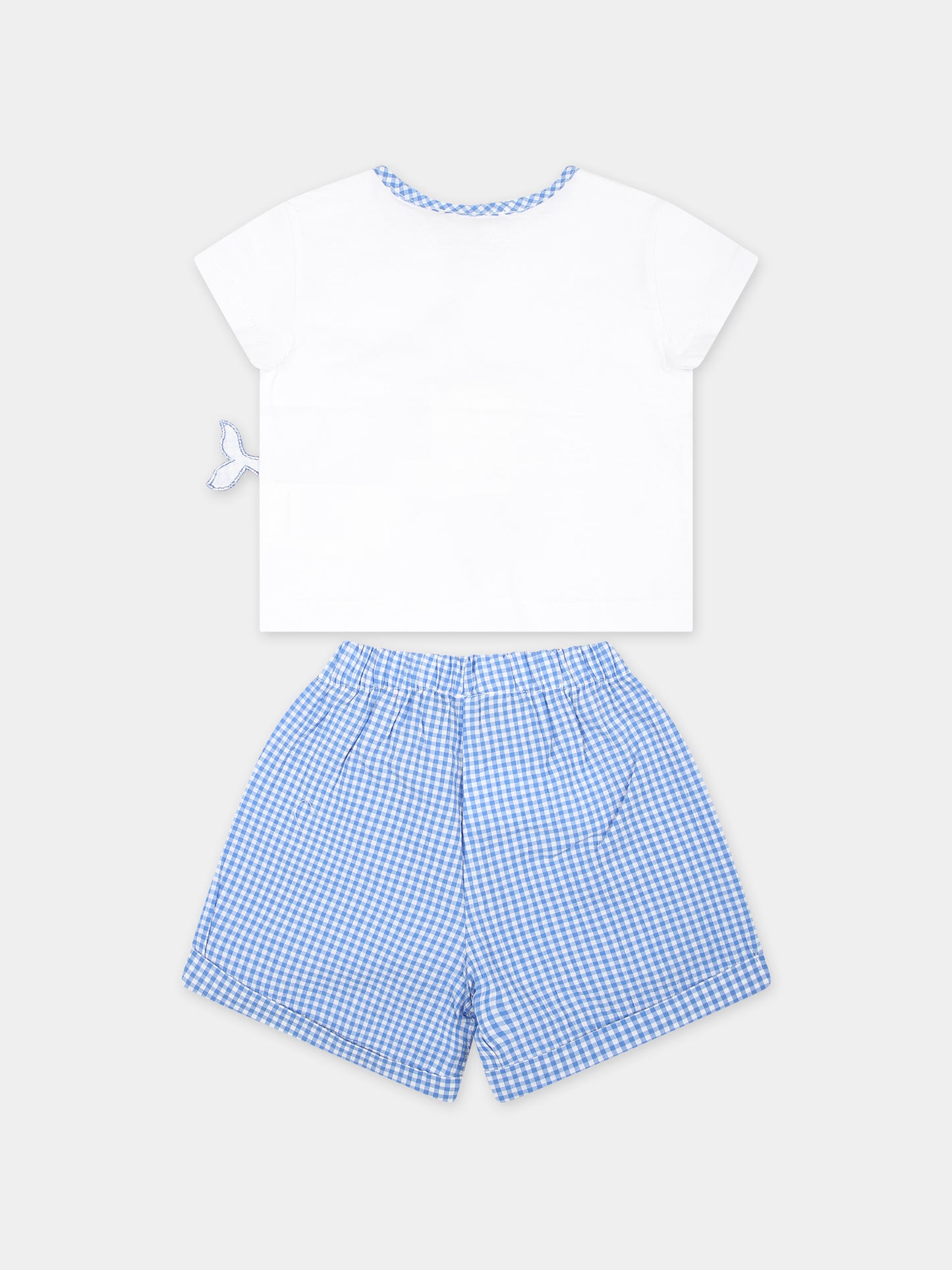 Completo bianco per neonato con stampa balena,Monnalisa,22C505 3003 9954