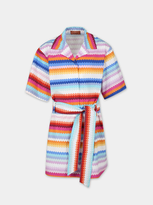 Vestito bianco per bambina con motivo chevron,Missoni,MU1A91 P0391 999