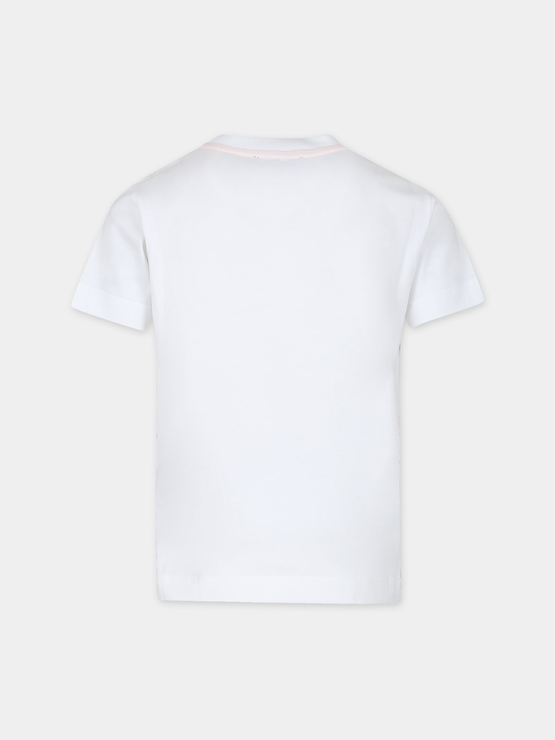 T-shirt bianca per bambina con logo,Missoni,MU8Q71 J0177 100MC