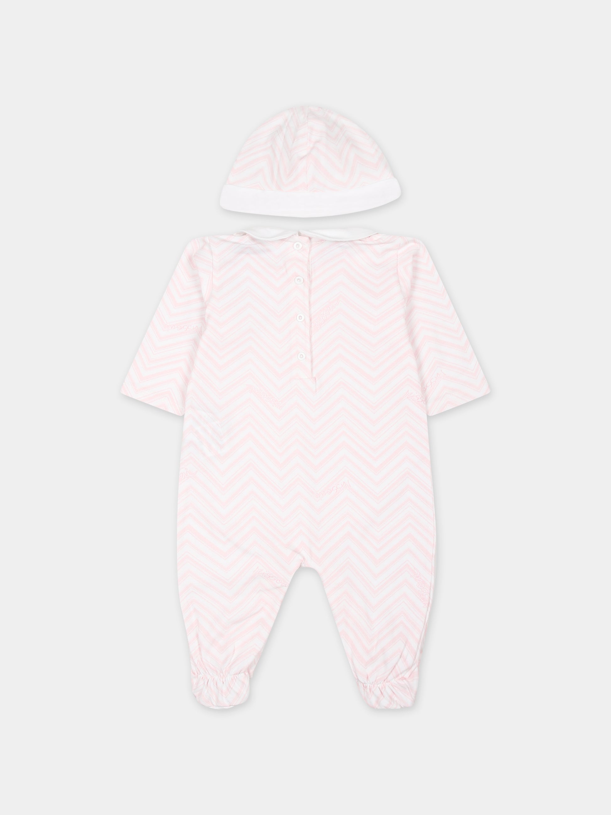 Completo bianco per neonata con motivo chevron,Missoni,MUB510 J0394 100RS