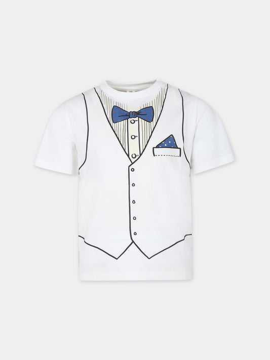 T-shirt avorio per bambino con stampa papillon,Stella Mccartney Kids,TU8S81 Z0434 101