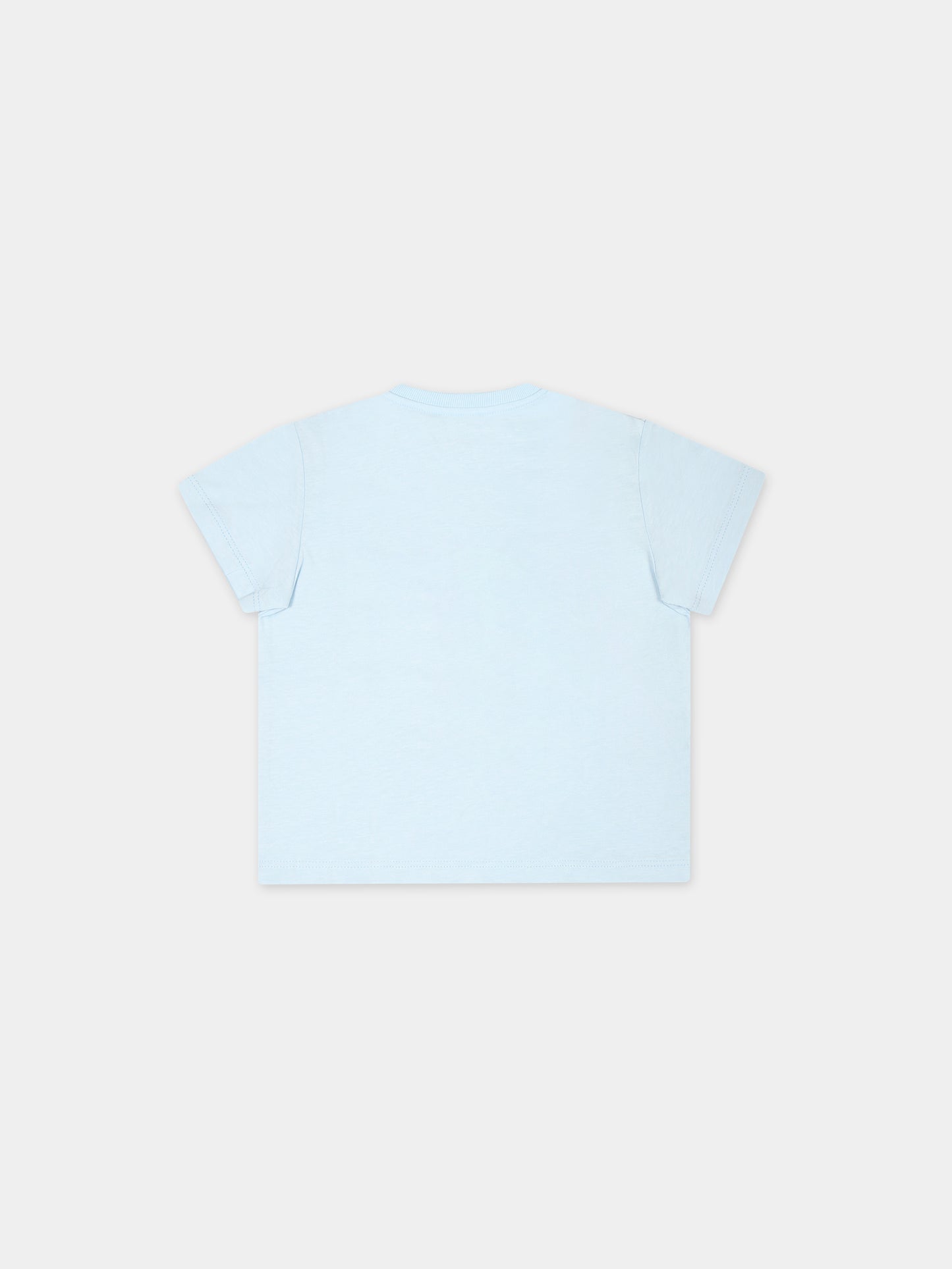 T-shirt celeste per neonato con Teddy Bear e cactus,Moschino Kids,MXM032 LAA02 40304