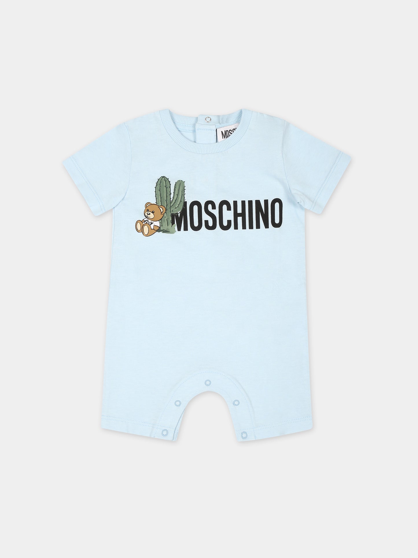 Tutina celeste per neonato con Teddy Bear e cactus,Moschino Kids,MUT03S LAA02 40304
