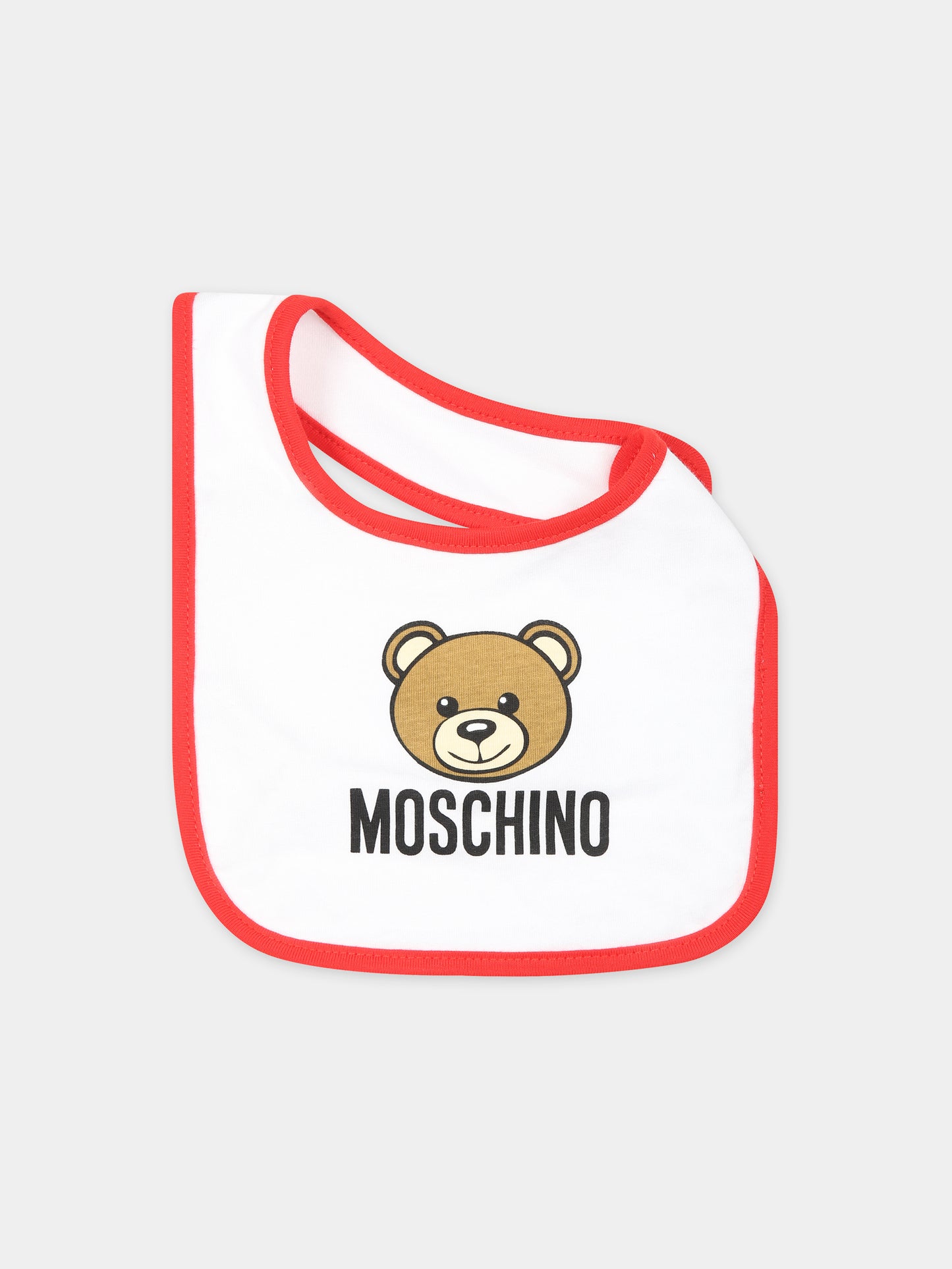 Set bianco per neonati con Teddy Bear e logo,Moschino Kids,MUY062 LAA33 10101