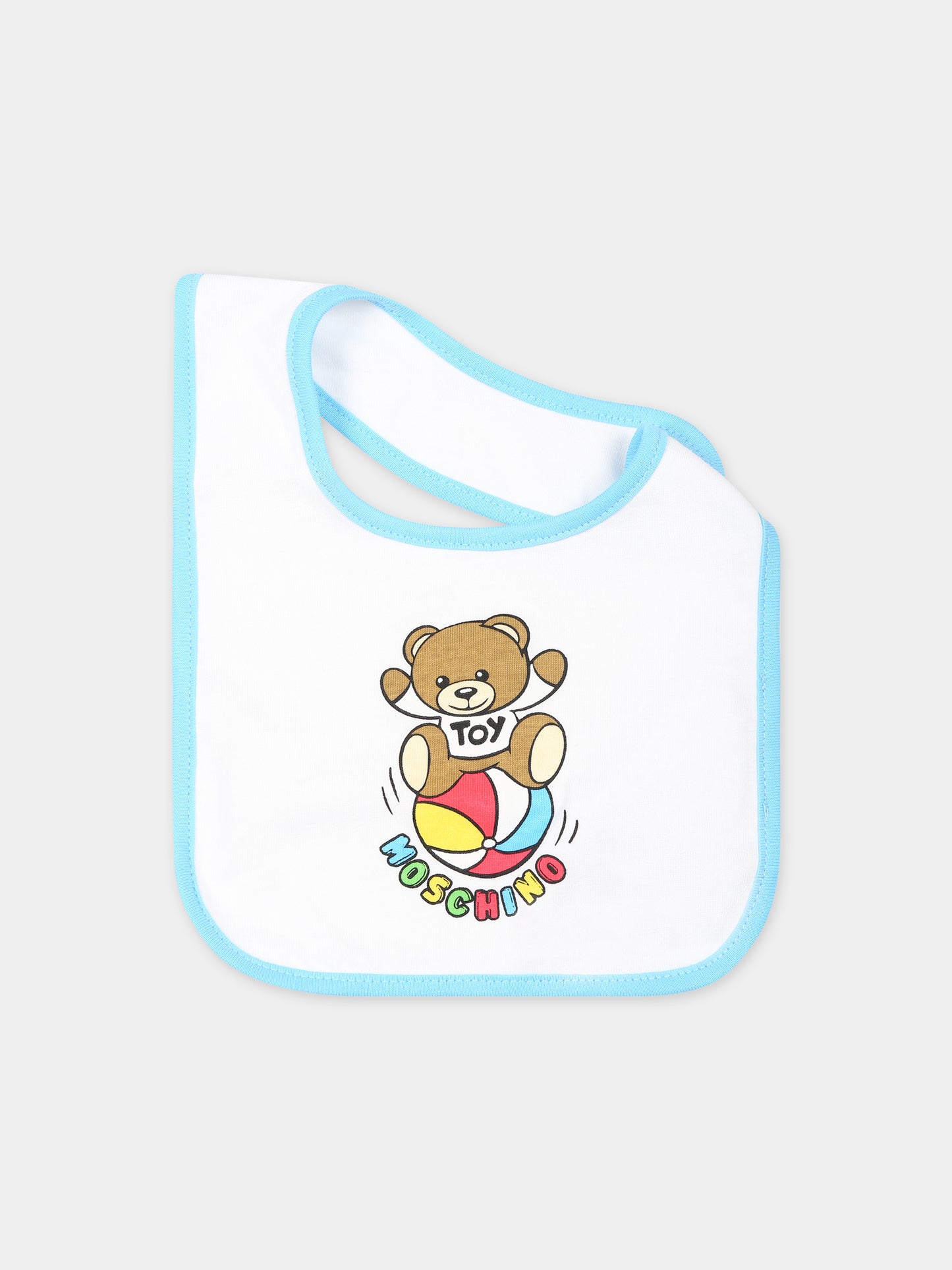 Set bianco per neonati con Teddy Bear e logo,Moschino Kids,MUY062 LAA33 10101