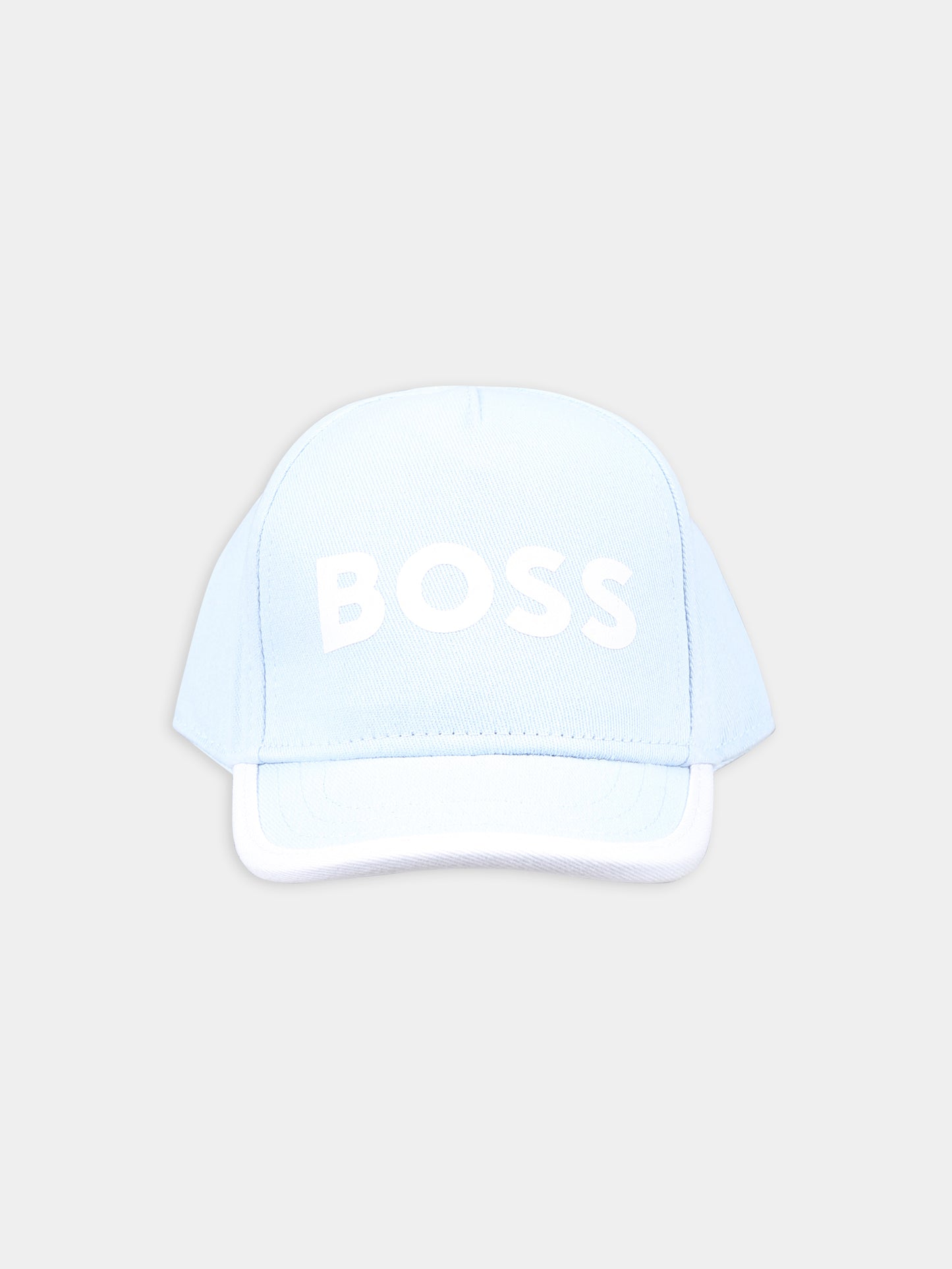 Cappello celeste per neonato con logo,Boss,J50977 783