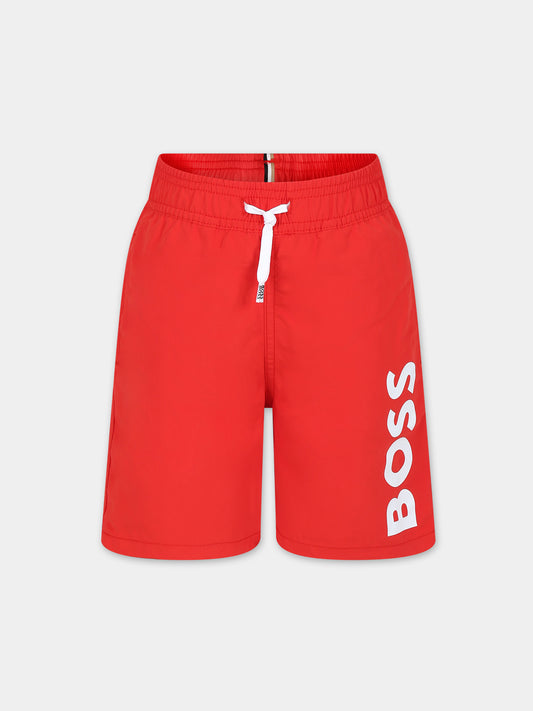 Boxer mare rosso per bambino con logo,Boss,J50662 997