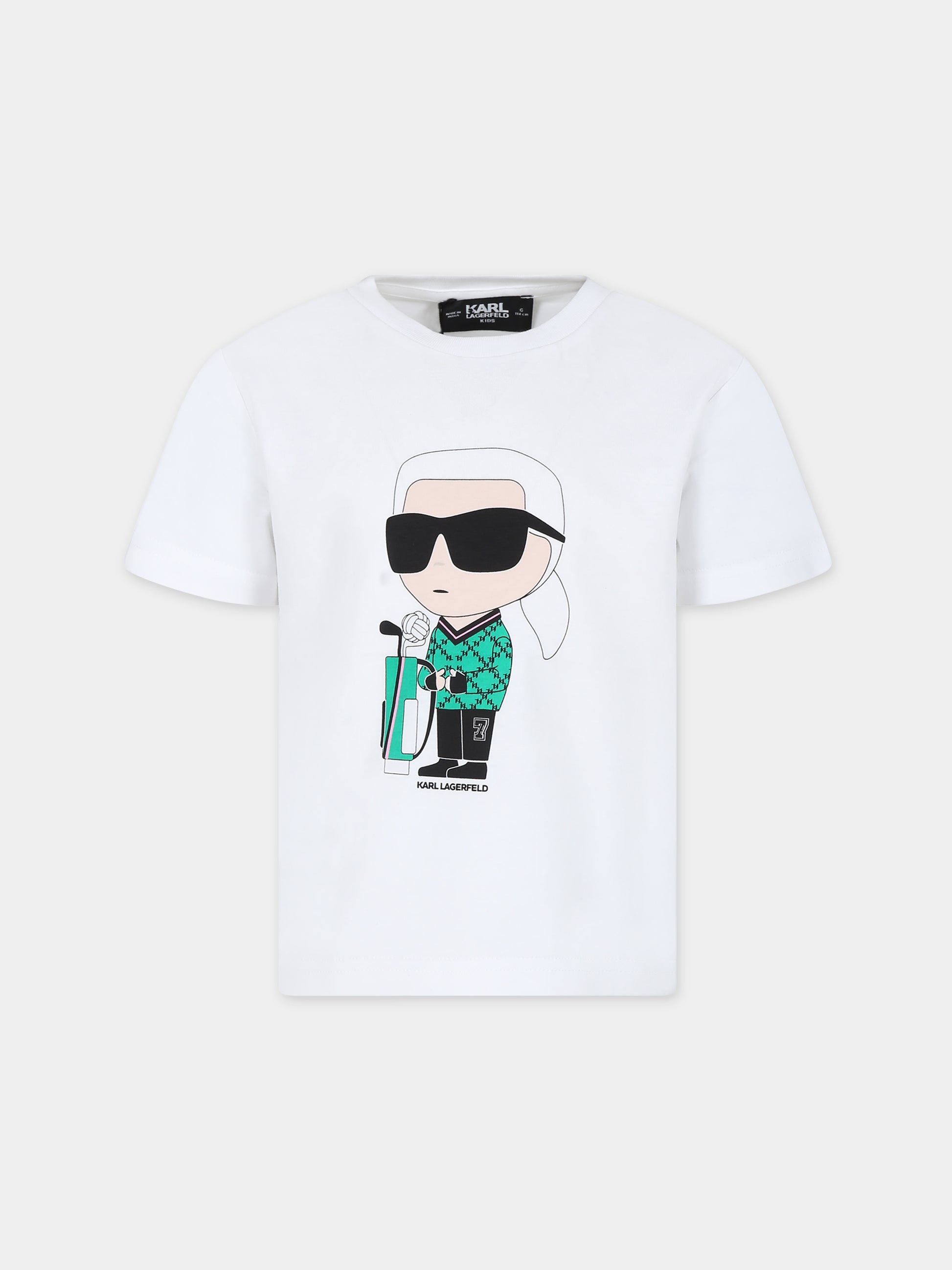 T-shirt bianca per bambini con stampa Karl e borsa da golf,Karl Lagerfeld Kids,Z30052 10P