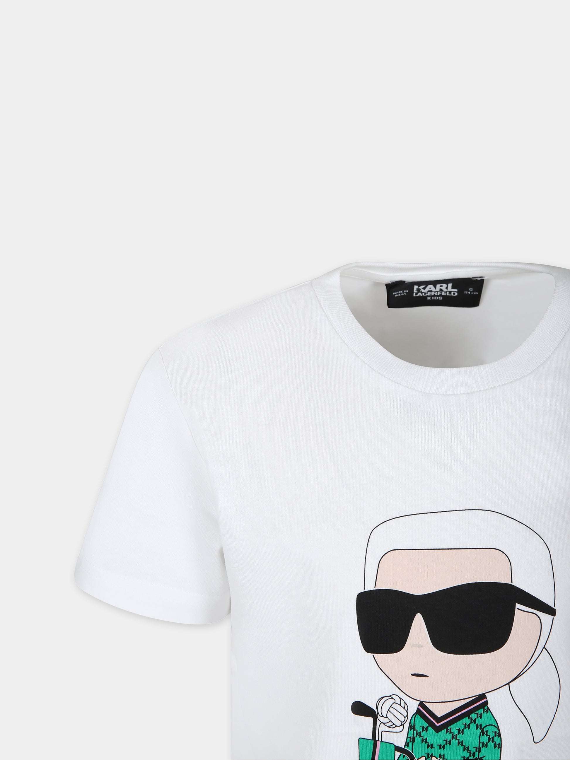 T-shirt bianca per bambini con stampa Karl e borsa da golf,Karl Lagerfeld Kids,Z30052 10P