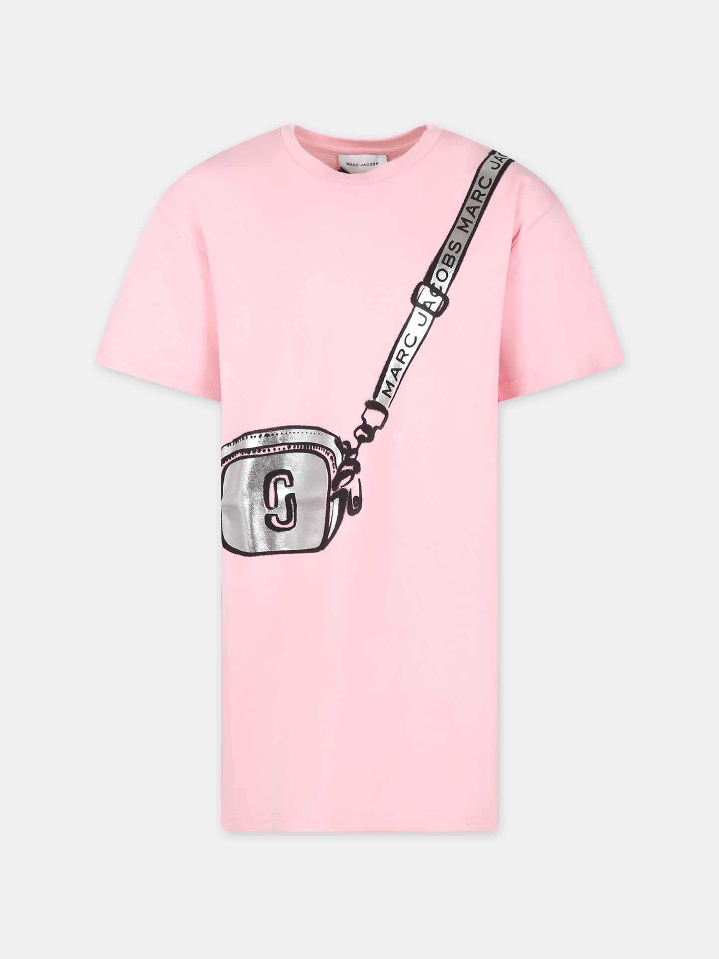 Vestito rosa per bambina con stampa borsa e logo,Marc Jacobs,W60072 45T