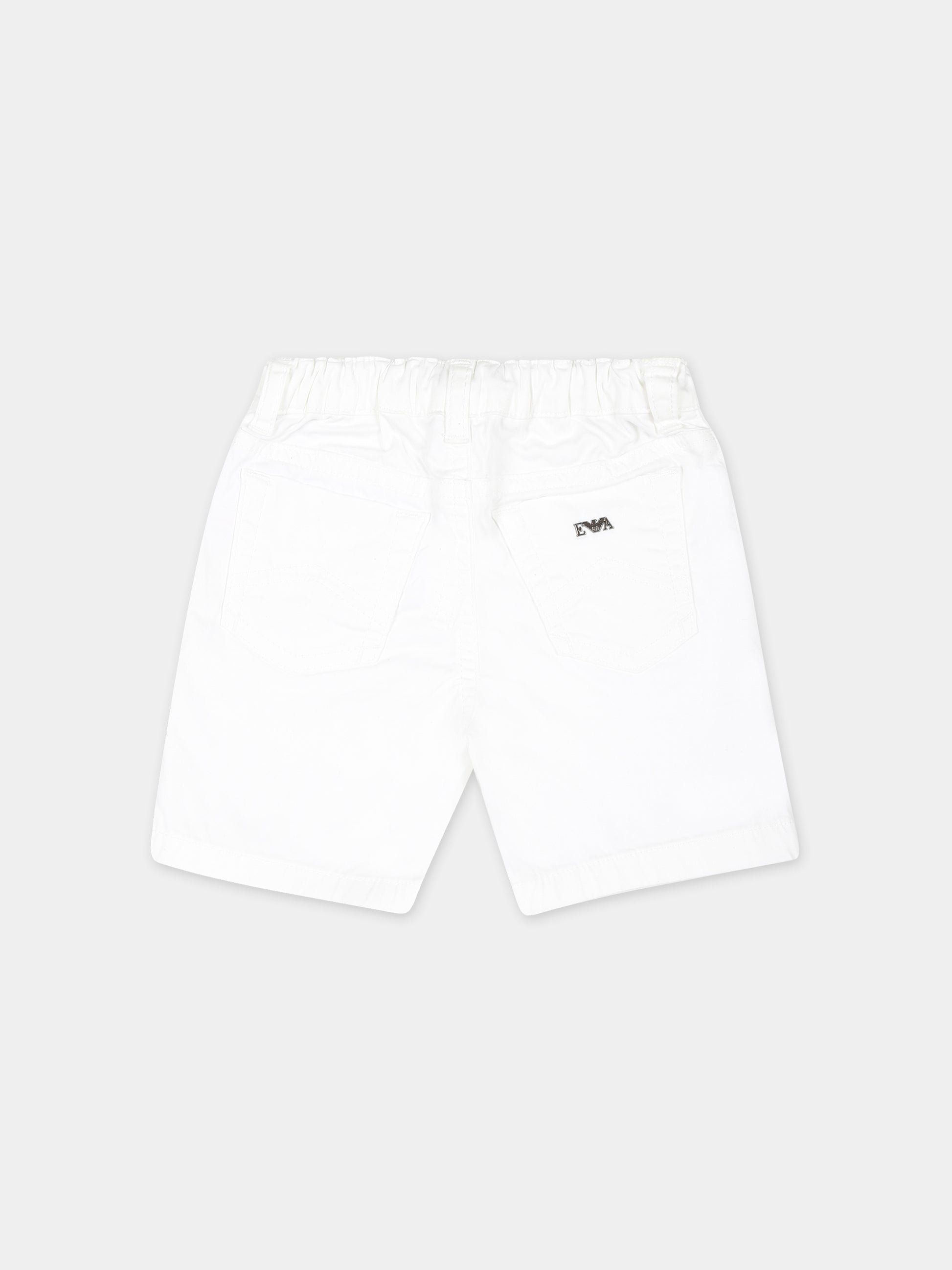 Shorts bianchi per neonato con aquilotto,Emporio Armani,8NHS01 4N7LZ 0100