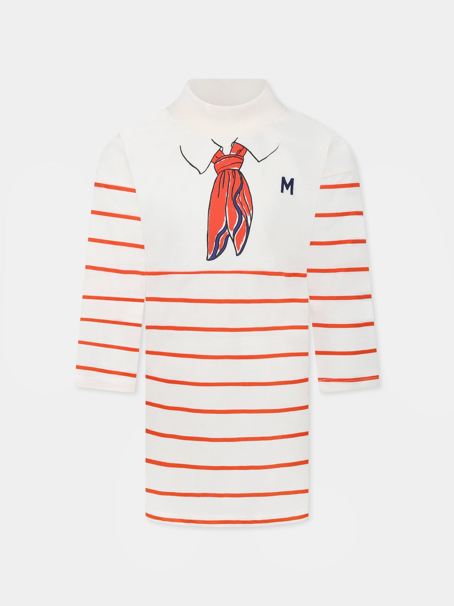 Vestito avorio per bambina con stampa sciarpa