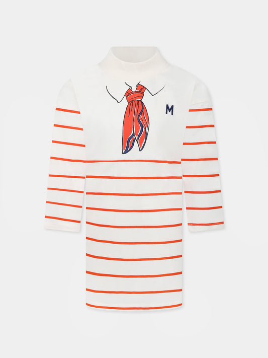 Vestito avorio per bambina con stampa sciarpa