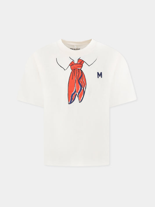 T-shirt avorio per bambini con sciarpa