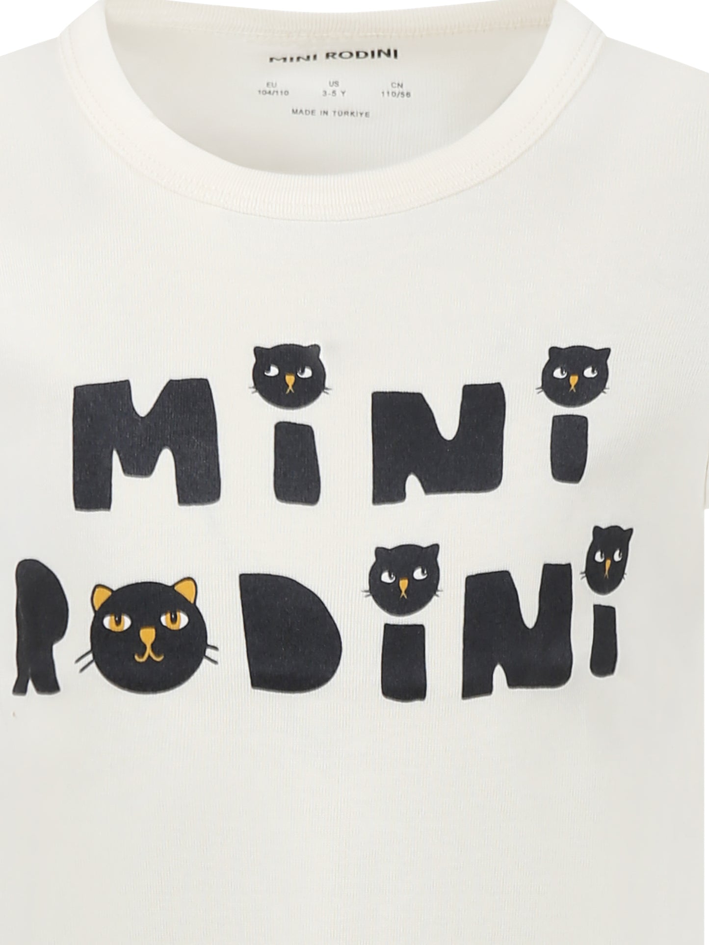 T-shirt avorio per bambini con logo e gatti