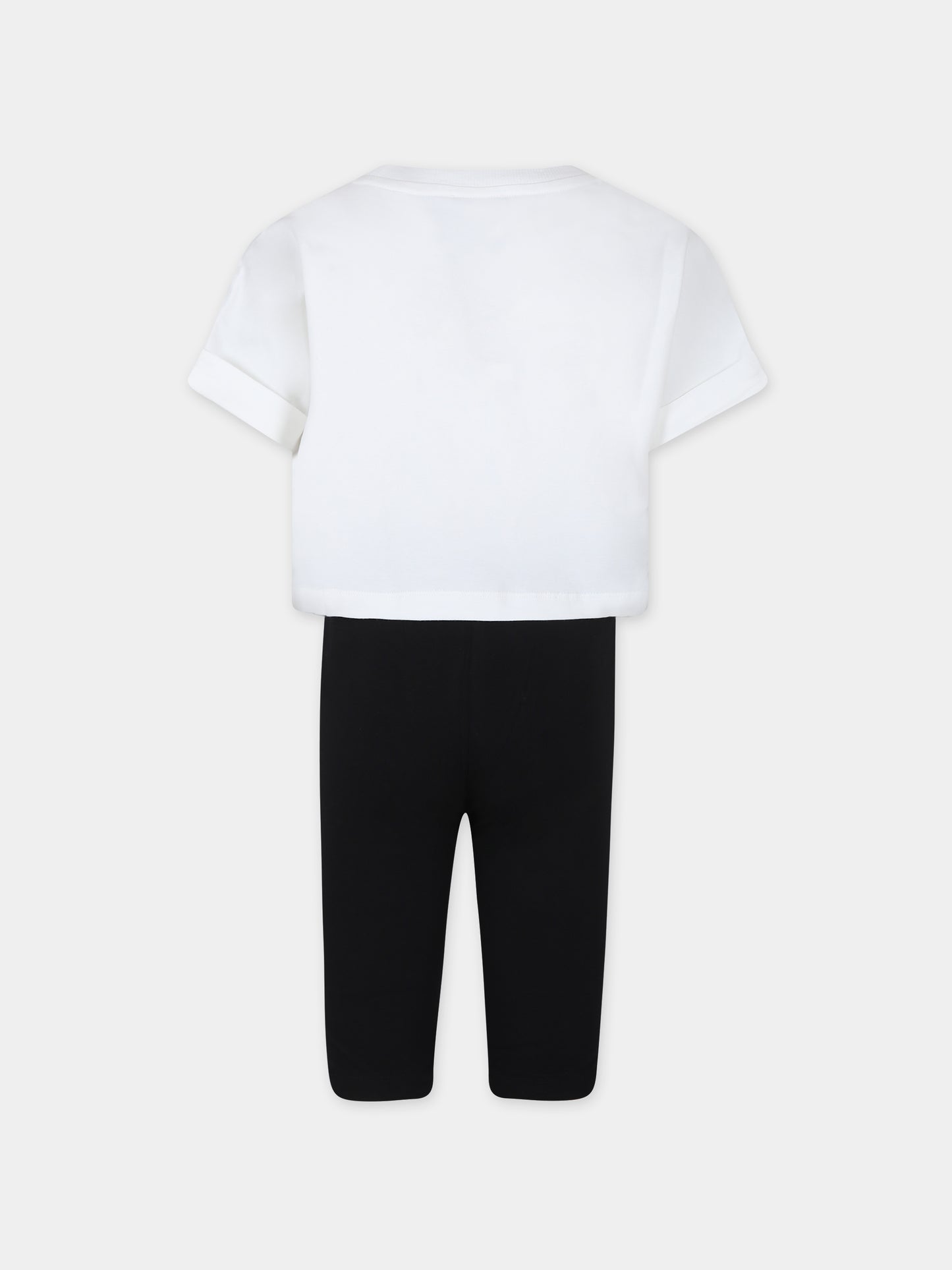 Completo bianco per bambina con Teddy Bears e logo,Moschino Kids,HDG013 LBA00 81214