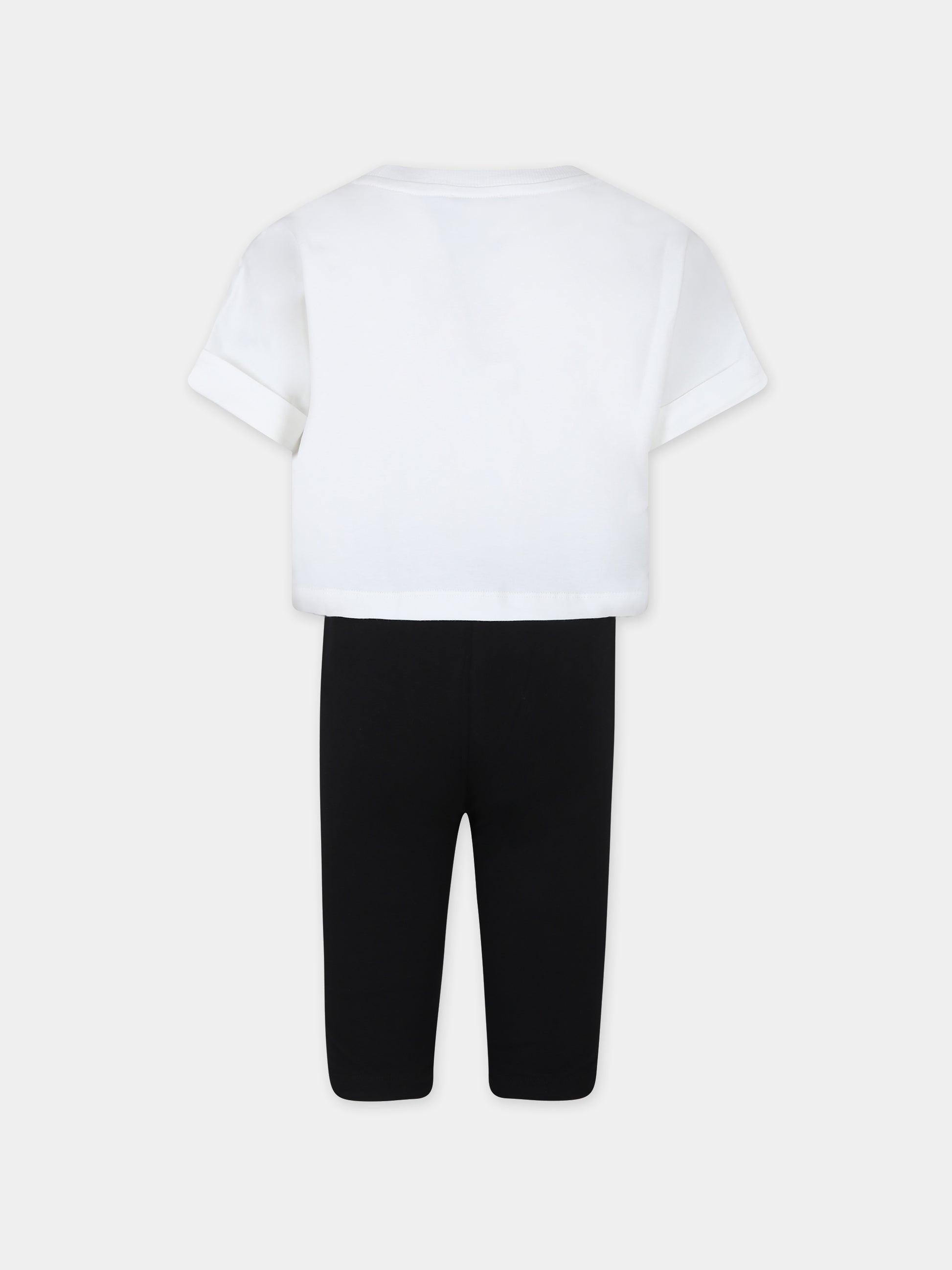 Completo bianco per bambina con Teddy Bears e logo,Moschino Kids,HDG013 LBA00 81214