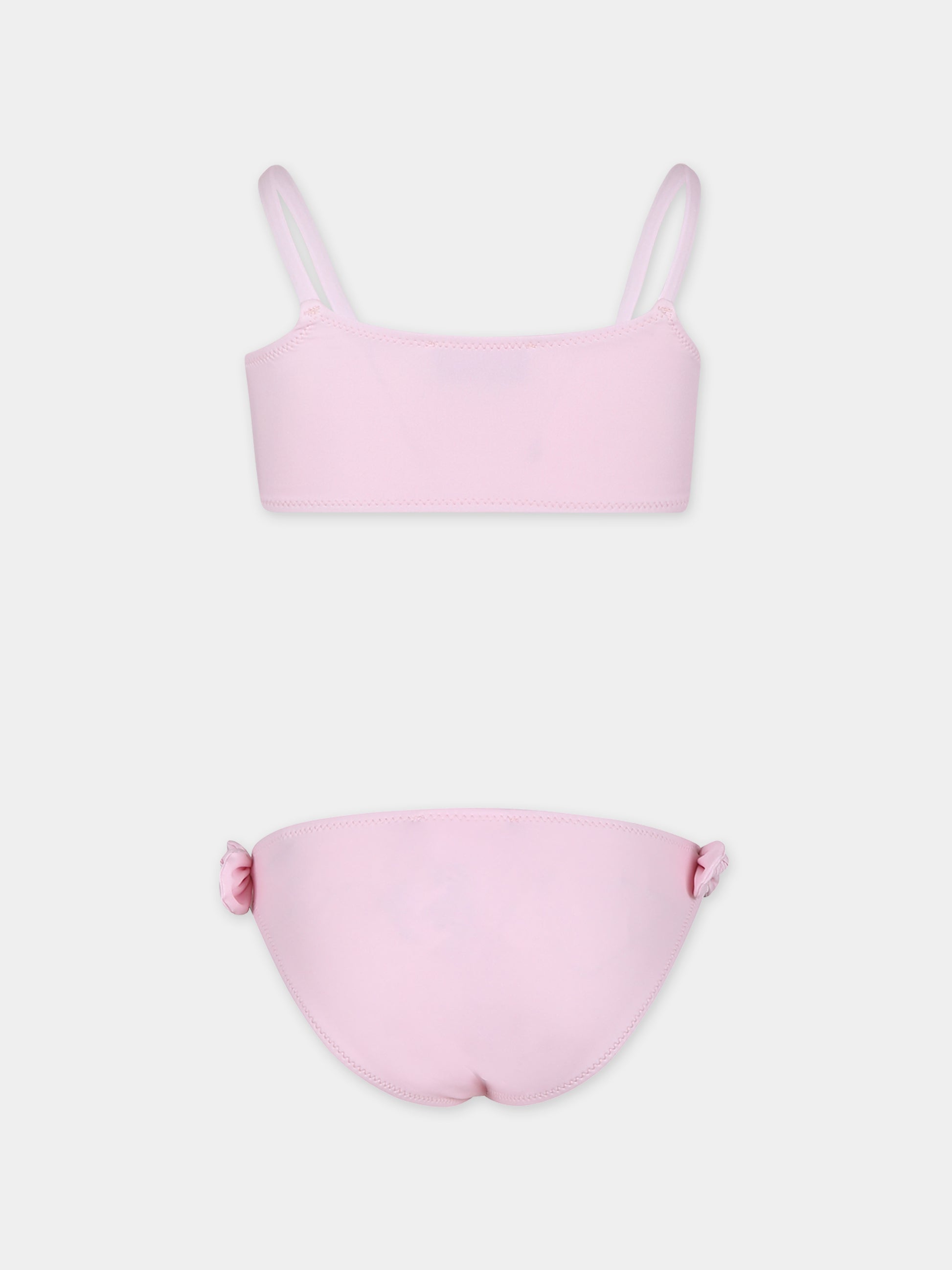 Bikini rosa per bambina con logo,Moschino Kids,HDL00R LKA00 50209