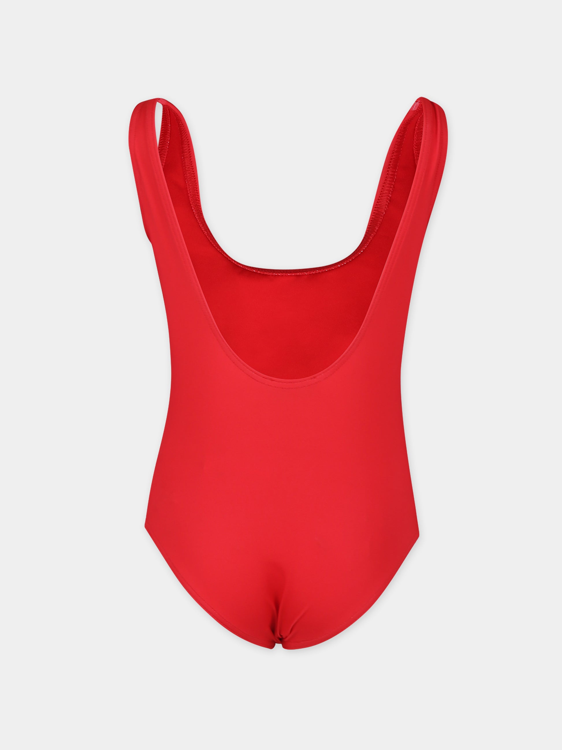 Costume rosso per bambina con Teddy Bear e logo,Moschino Kids,HKL00B LKA00 50109