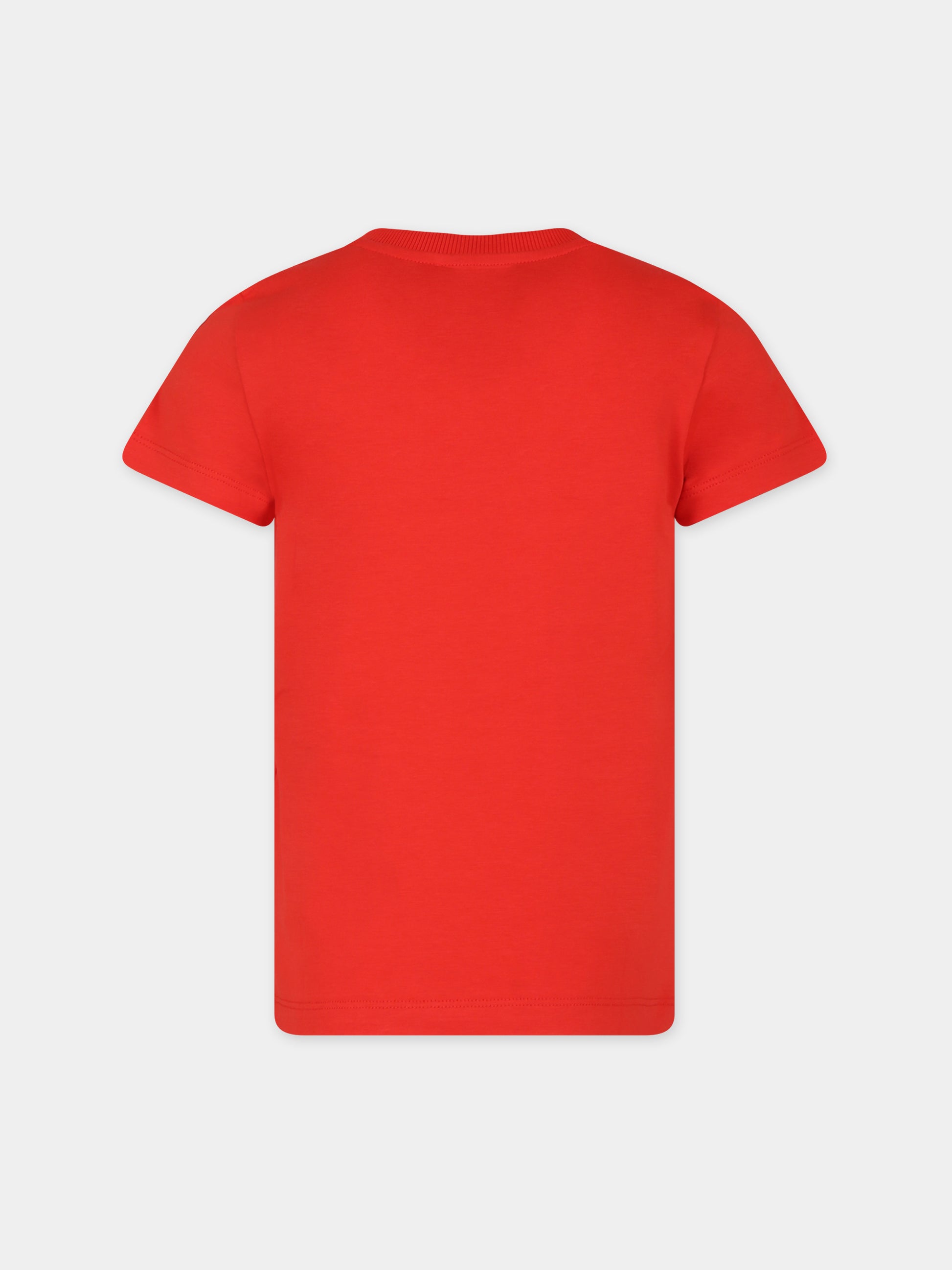 T-shirt rossa per bambini con logo,Moschino Kids,HQM03T LBA10 50109