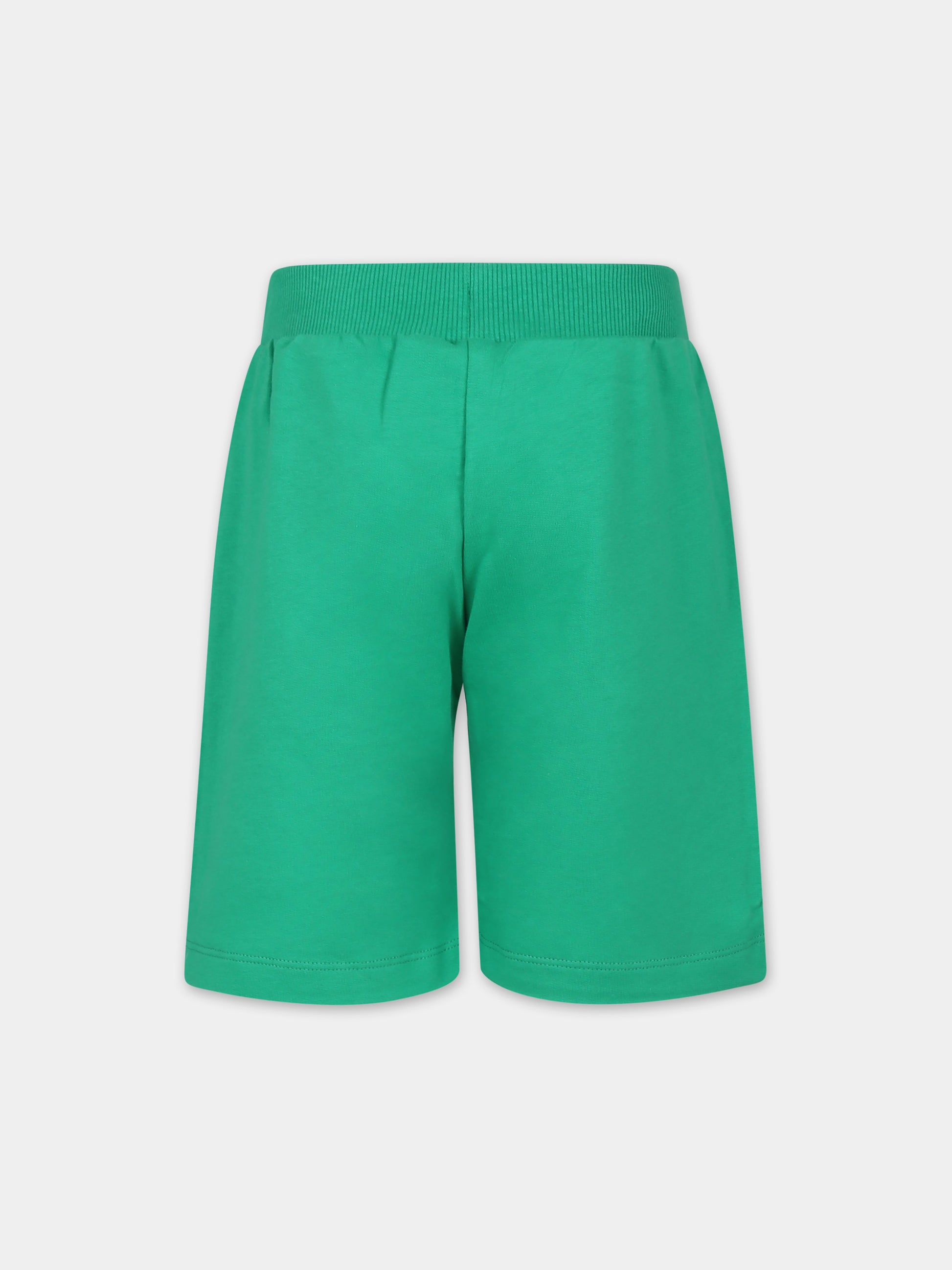 Shorts verdi per bambini con Teddy Bers e logo,Moschino Kids,HUQ01O LCA19 30321