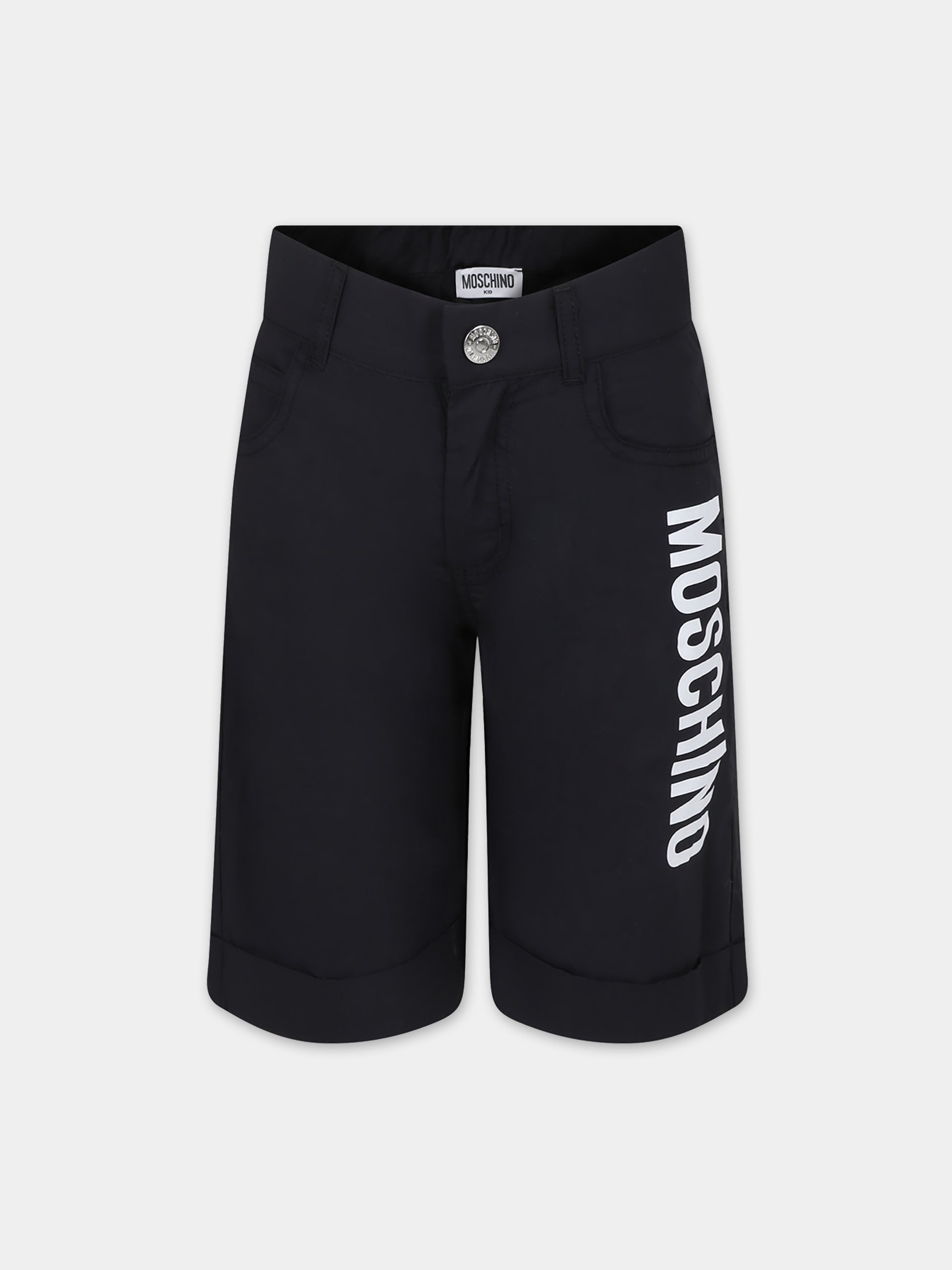 Shorts neri per bambini con logo,Moschino Kids,HUQ020 LLA11 60100