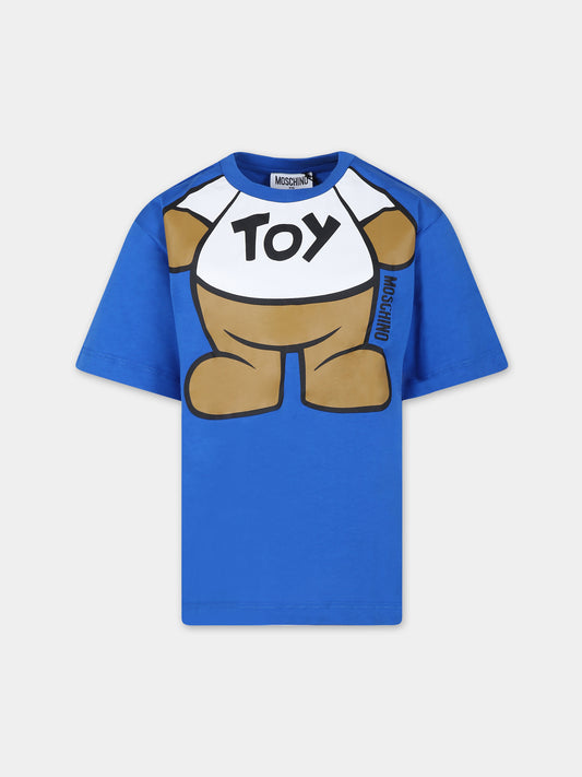 T-shirt blu per bambino con Teddy Bear,Moschino Kids,HXM03R LAA33 40289