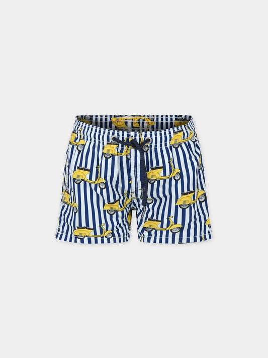 Boxer mare blu per bambino con stampa Vespa,Mc2 Saint Barth,JEA0001 03211F