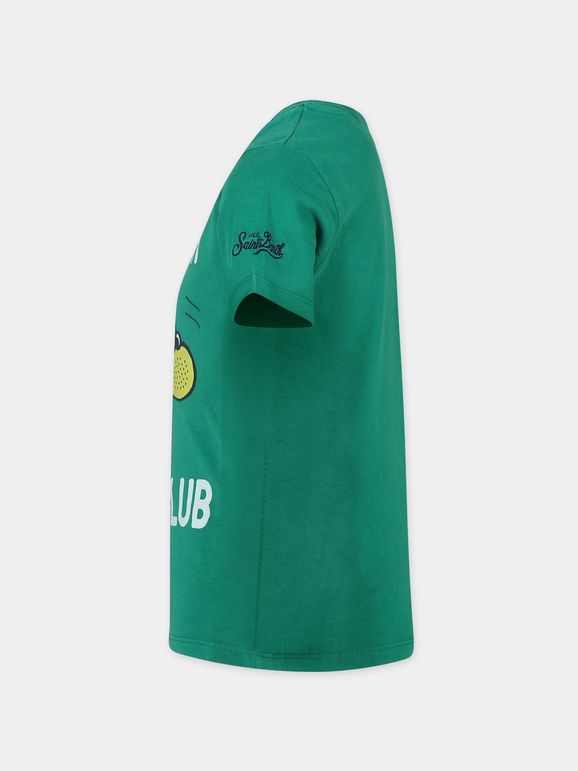 T-shirt verde per bambino con stampa Snoopy e logo,Mc2 Saint Barth,JOSH001 00229B