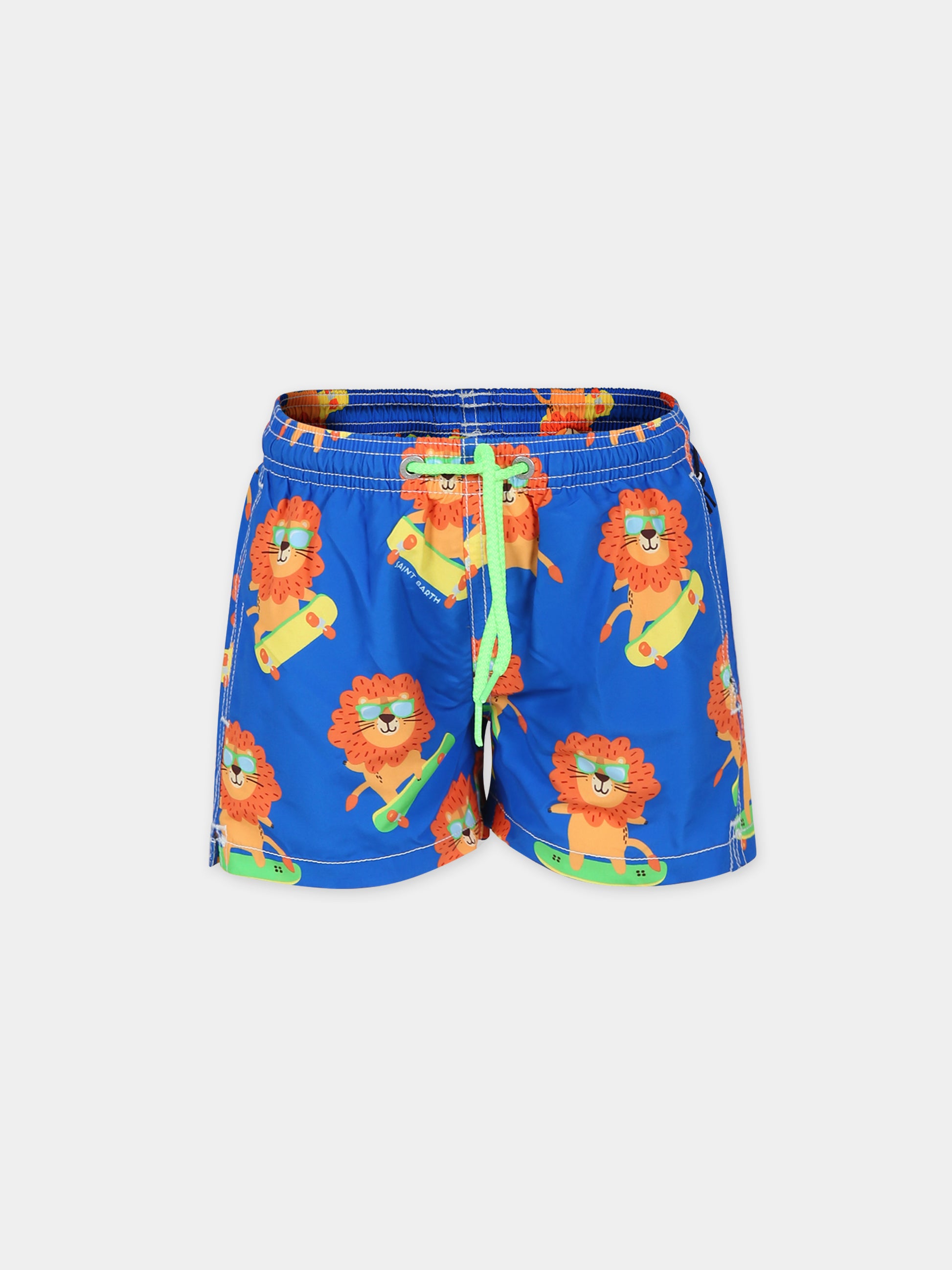Boxer mare blu per bambino con stampa leone,Mc2 Saint Barth,JEA0001 01977F