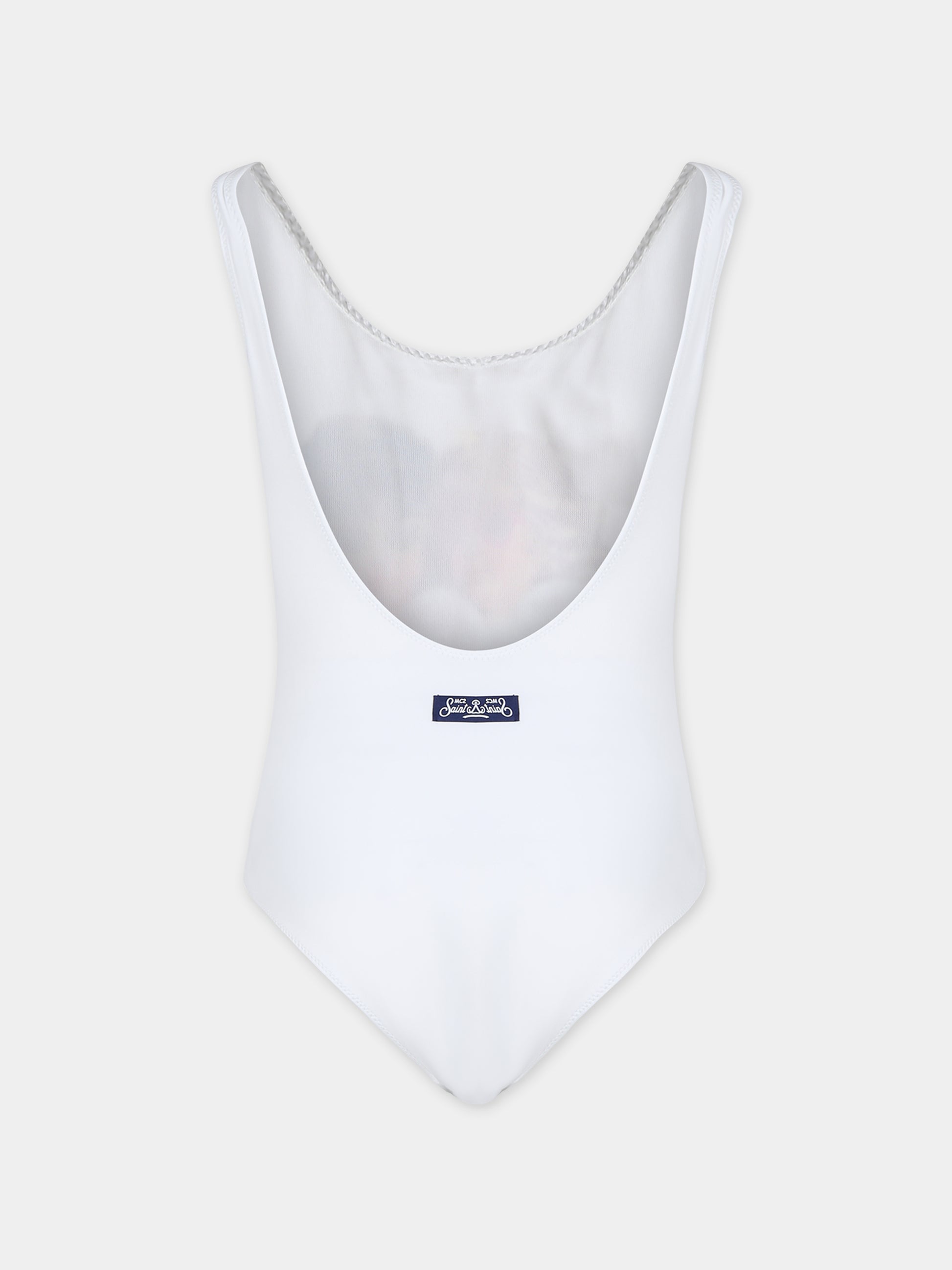 Costume intero bianco per bambina con stampa angeli,Mc2 Saint Barth,CARA001 04827D