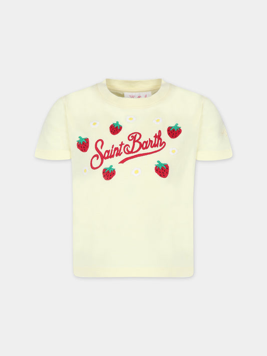 T-shirt gialla per bambina con ricami e logo,Mc2 Saint Barth,ELLY001 03442F