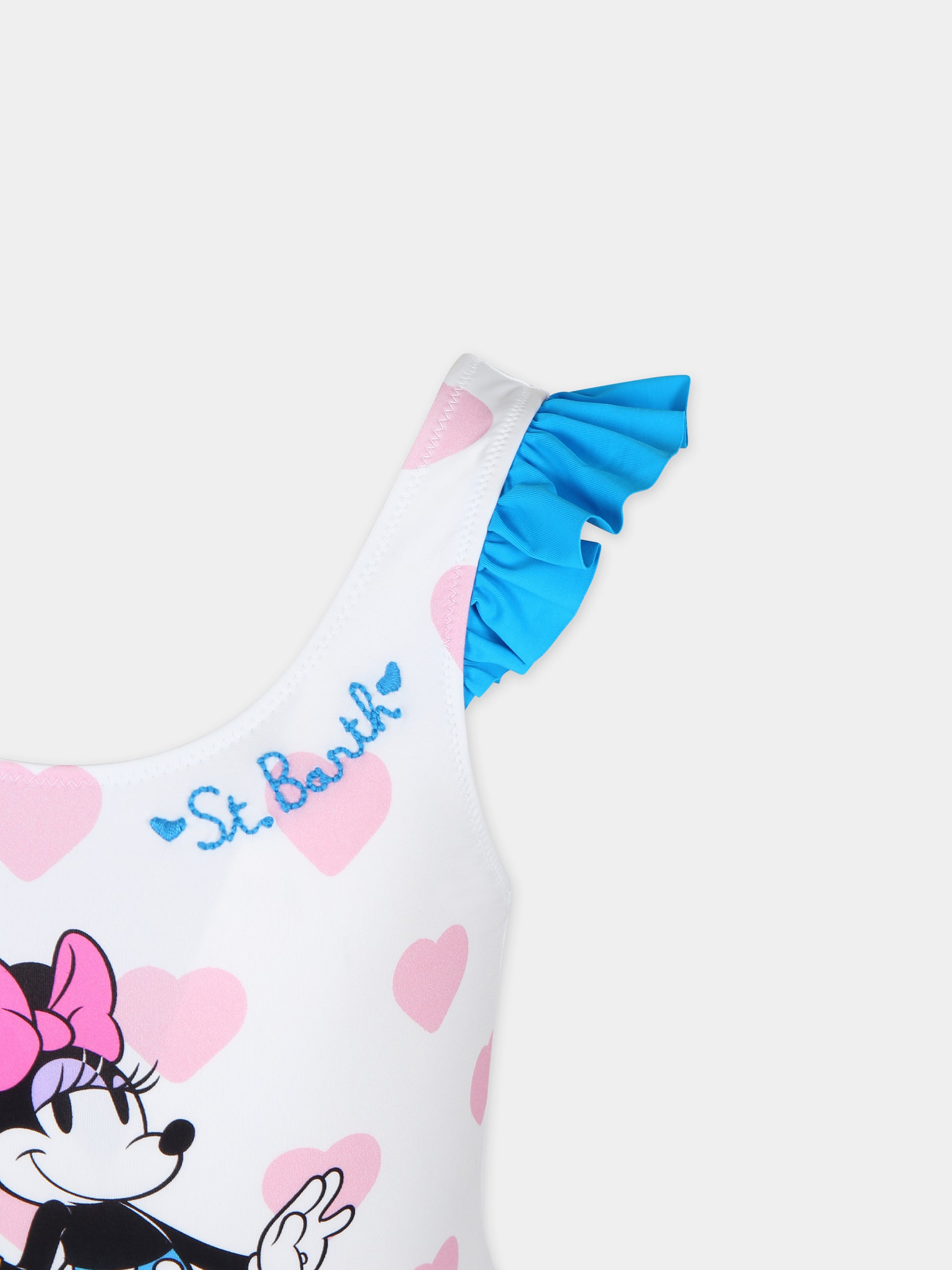 Costume intero bianco per bambina con stampa Minnie,Mc2 Saint Barth,CARO001 01887F