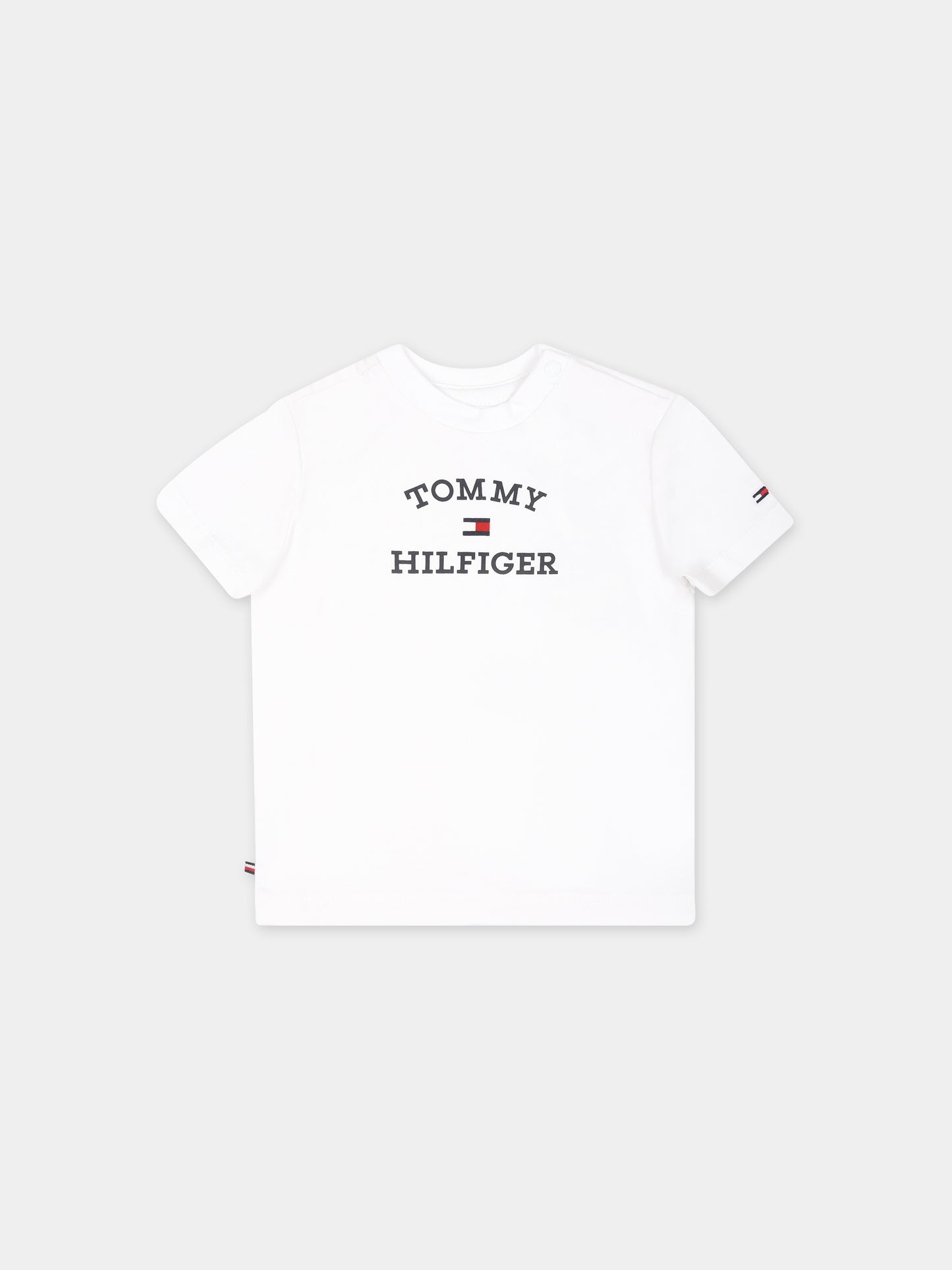 T-shirt bianca per neonato con logo,Tommy Hilfiger Junior,24STHKN0KN01805J YBR
