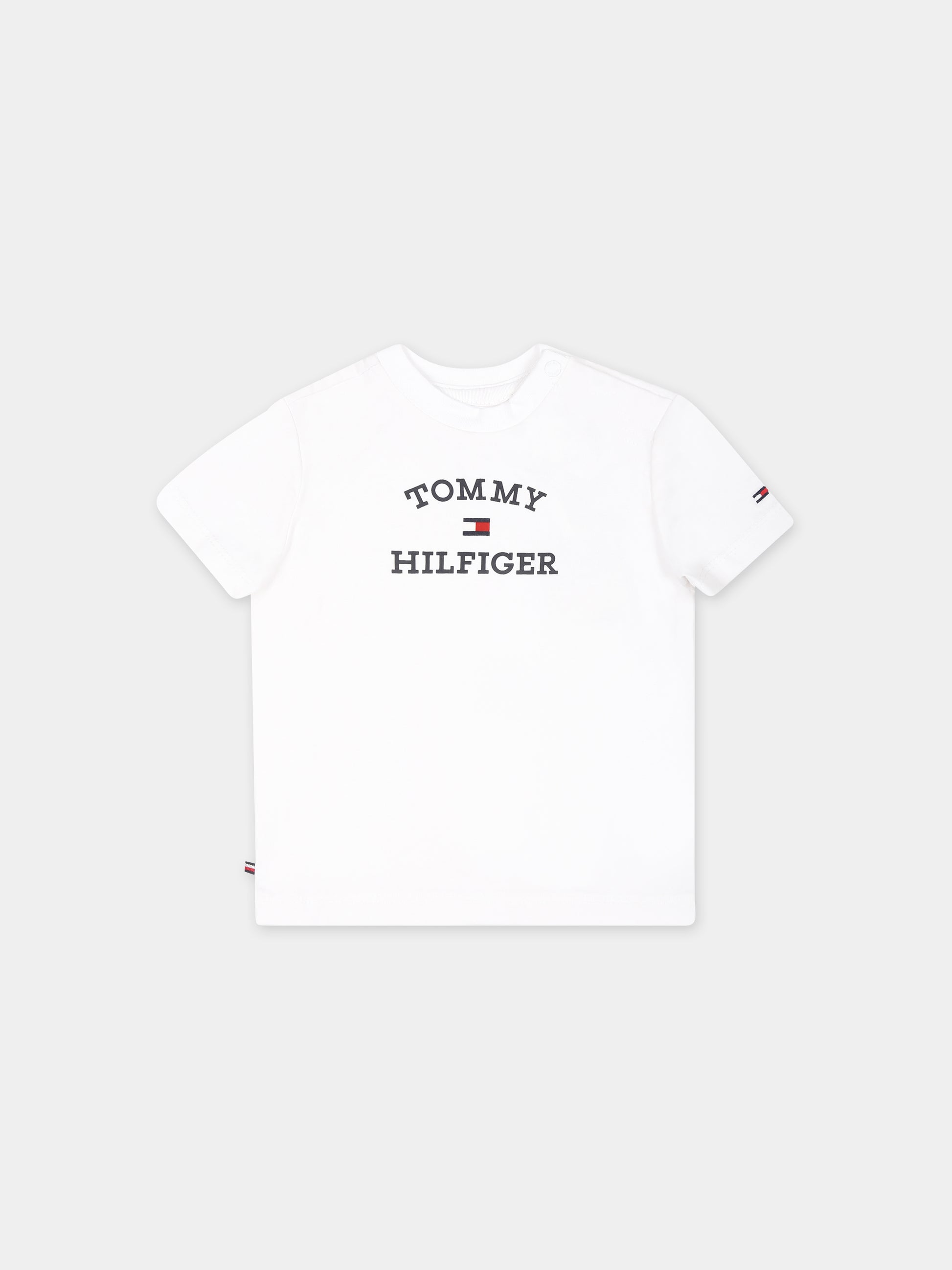 T-shirt bianca per neonato con logo,Tommy Hilfiger Junior,24STHKN0KN01805J YBR