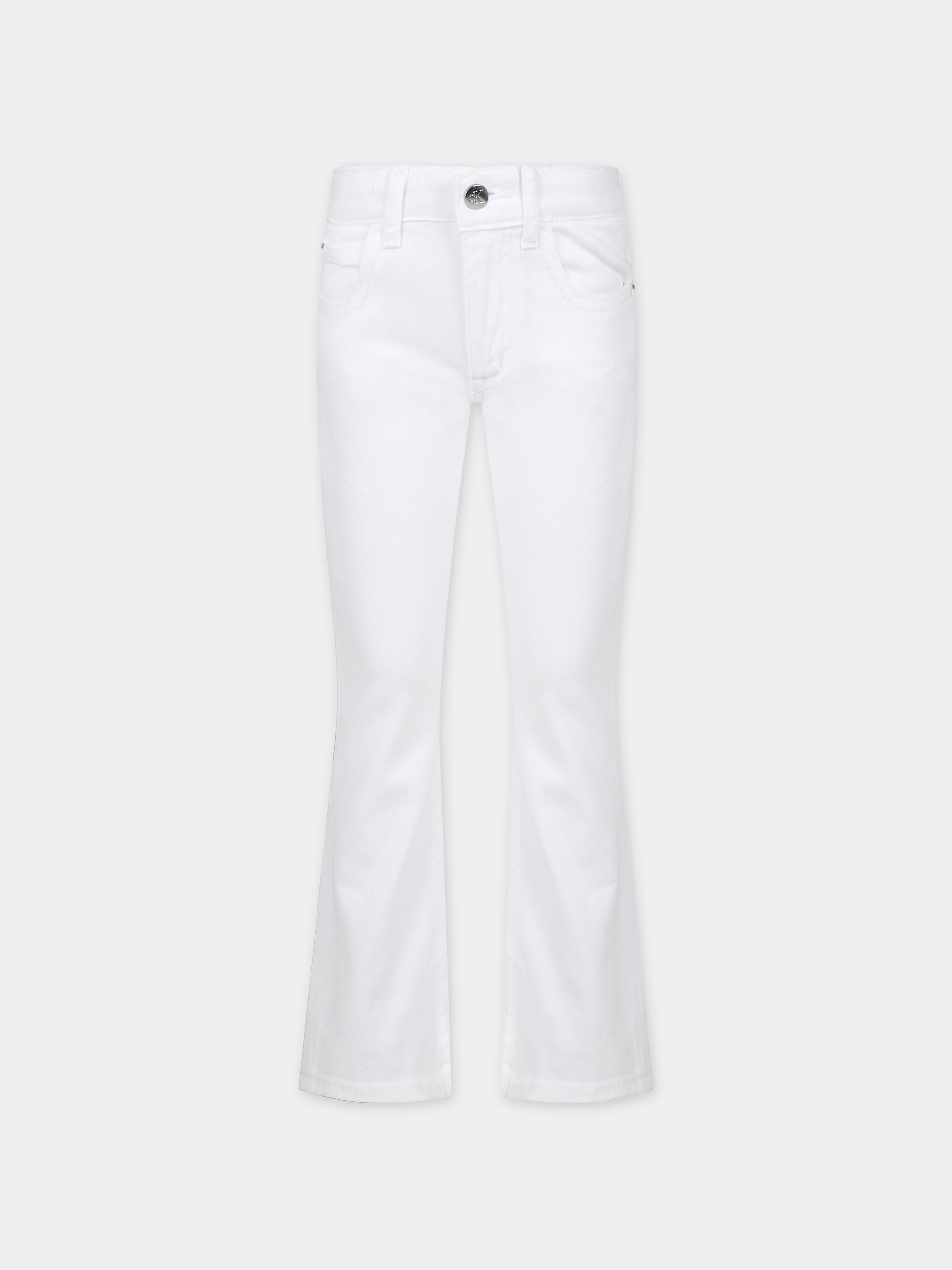 Jeans bianco per bambina con logo,Calvin Klein Kids,24SCKIG0IG02502J 1CD