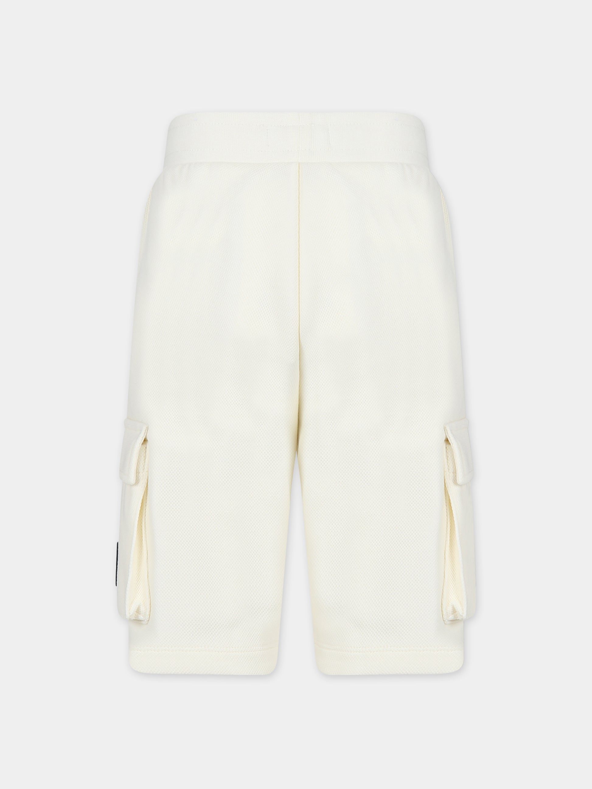 Shorts avorio per bambino con logo,Calvin Klein Kids,24CKIB0IB02066 YAN