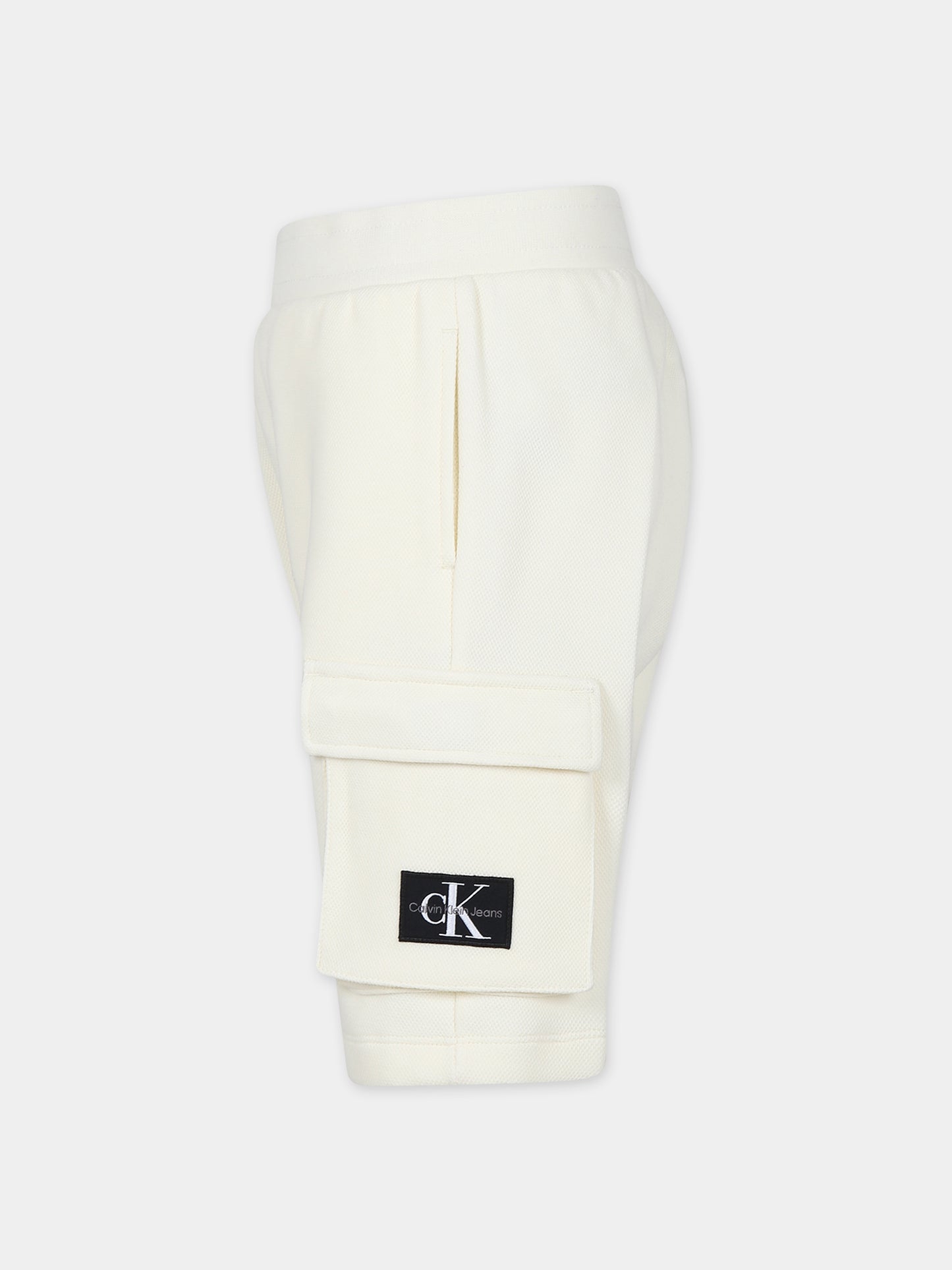 Shorts avorio per bambino con logo,Calvin Klein Kids,24CKIB0IB02066 YAN