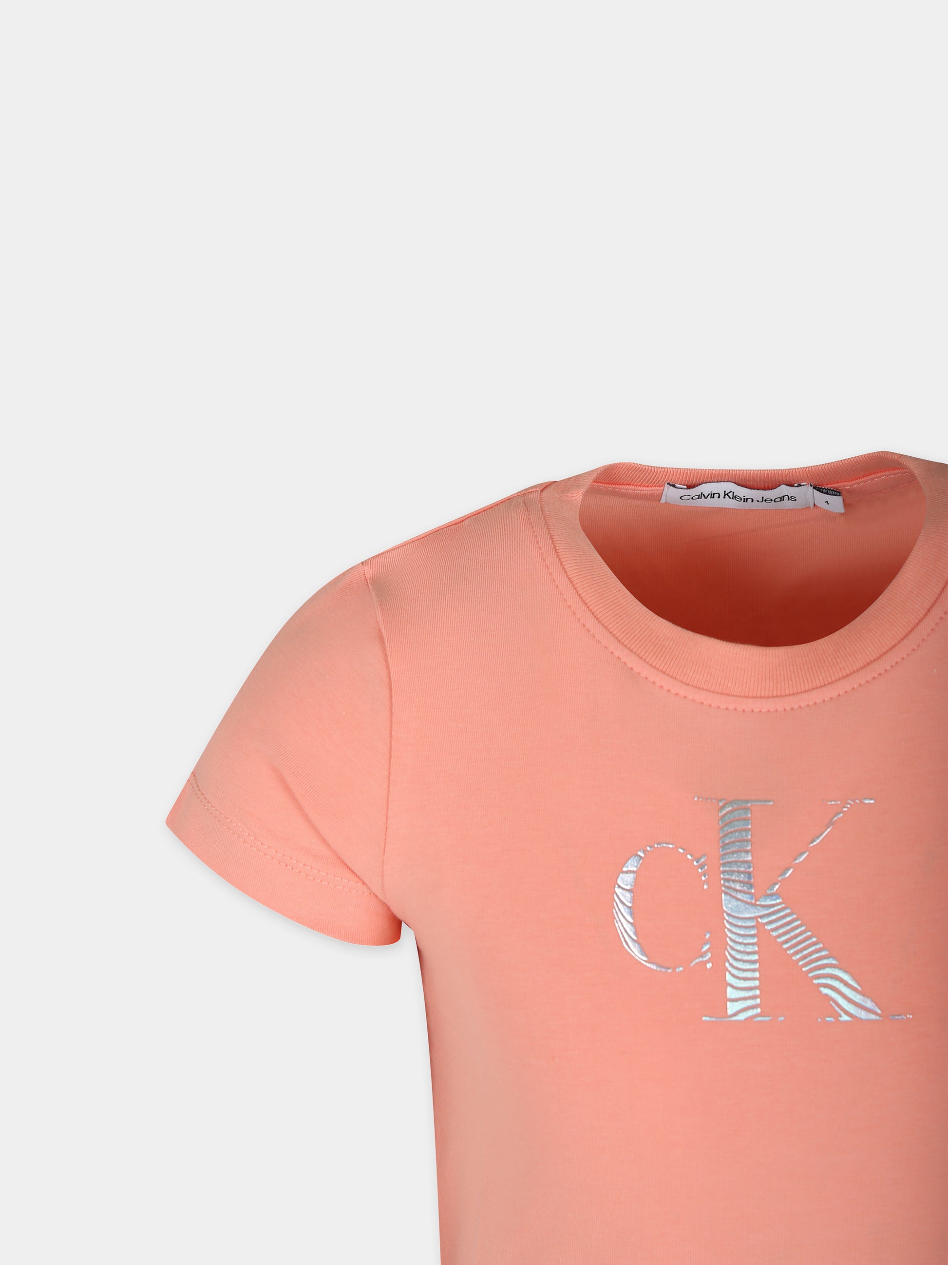 T-shirt rosa per bambina con logo,Calvin Klein Kids,24SCKIG0IG02433J TZZ