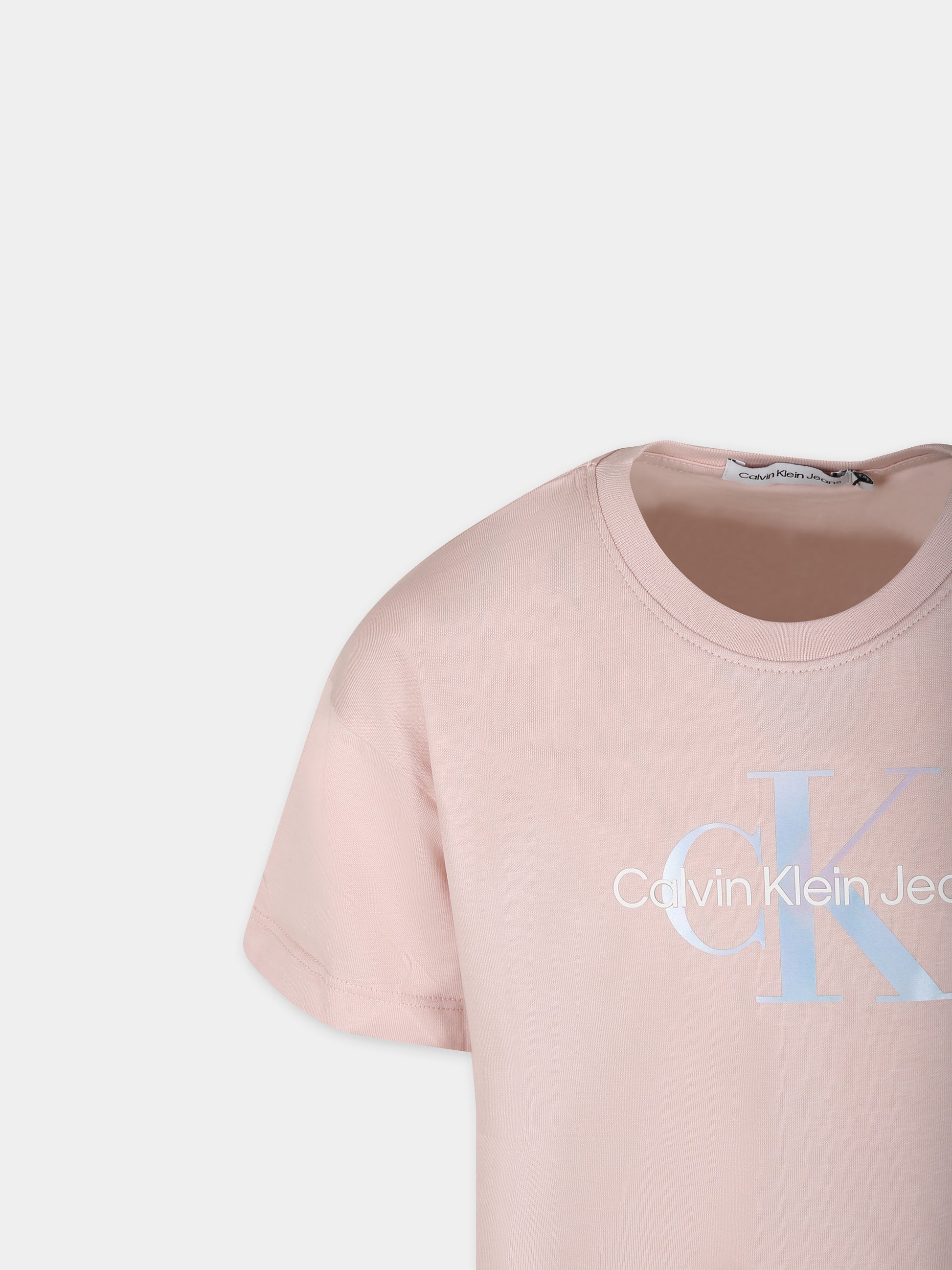 T-shirt rosa per bambina con logo,Calvin Klein Kids,24SCKIG0IG02434J TF6