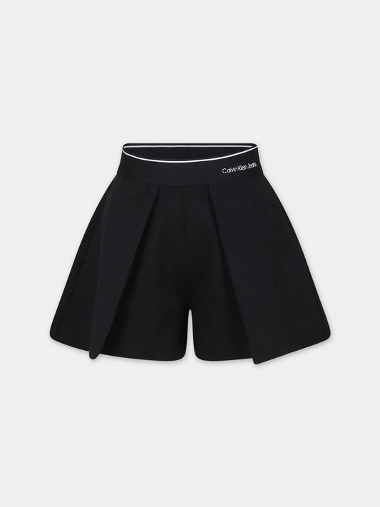 Shorts neri per bambina con logo,Calvin Klein Kids,24SCKIG0IG02453J BEH