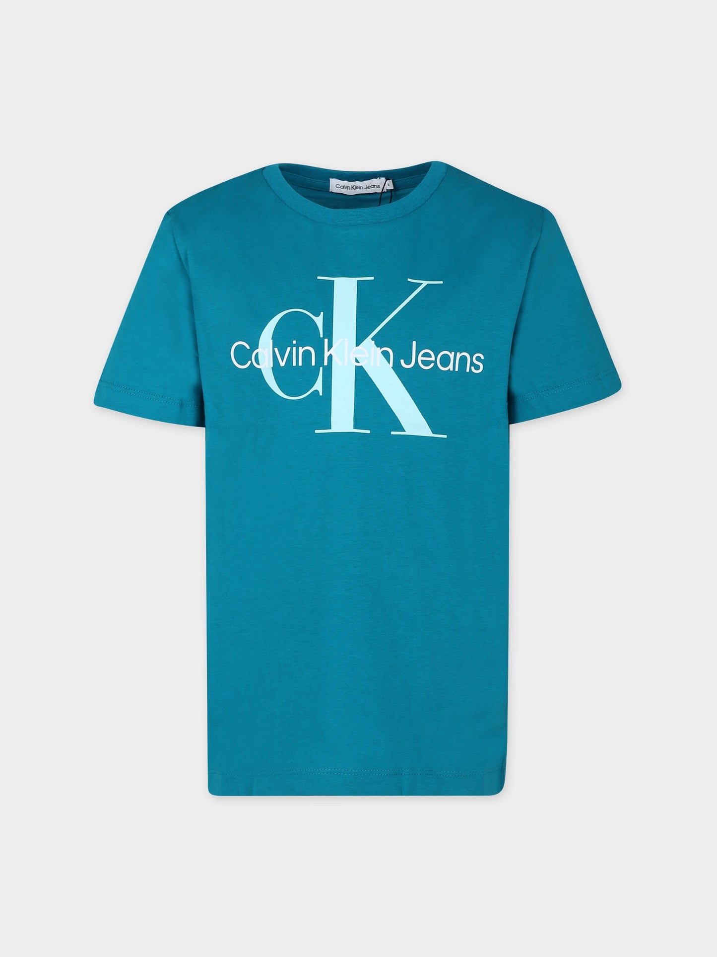 T-shirt verde per bambino con logo,Calvin Klein Kids,23FMCKIU0IU00460T LEI